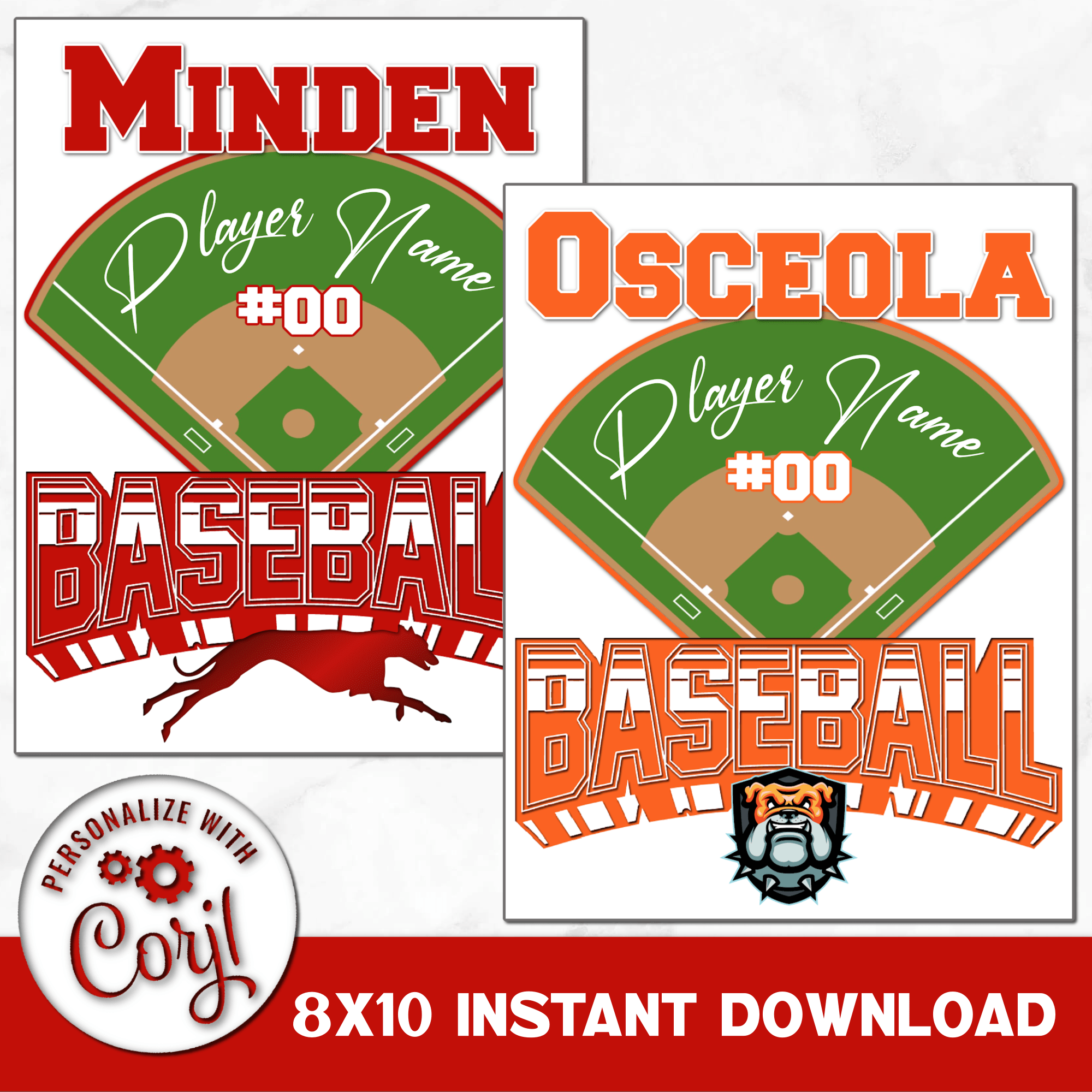 Instant Download Printable Baseball Sign You Can Personalize in Corjl.