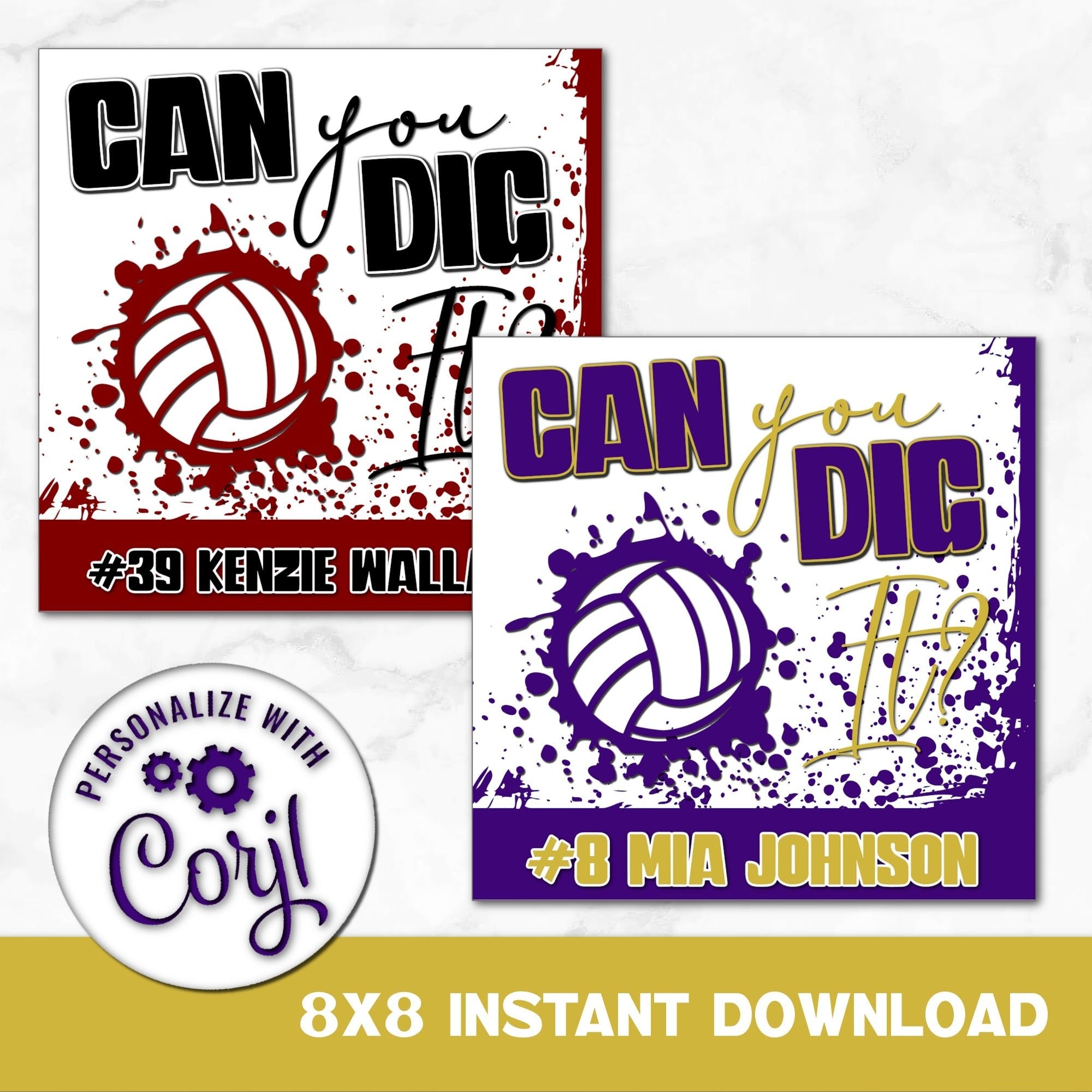 Instant Download Printable Volleyball Sign You Can Personalize in Corjl.
