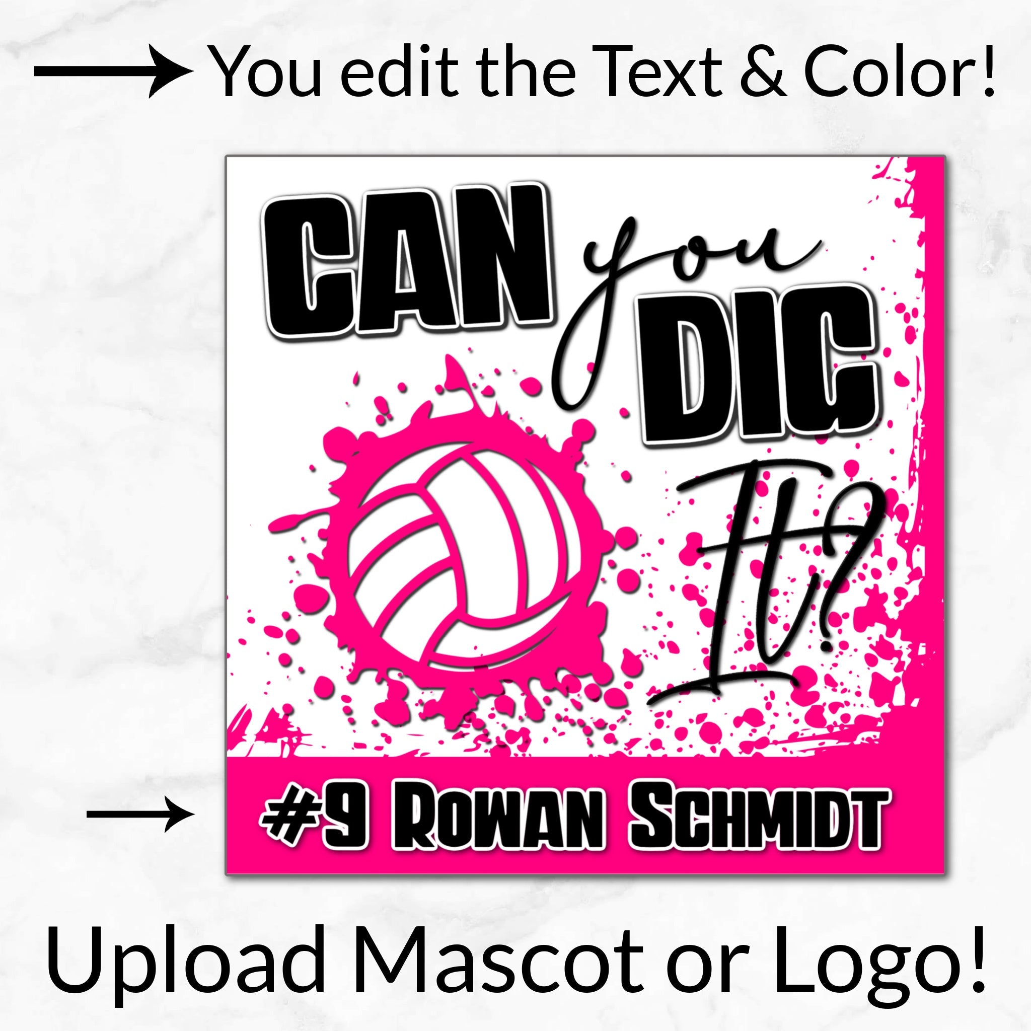 Personalized Options Shown: Customize Text and Colors For Your Team Design.