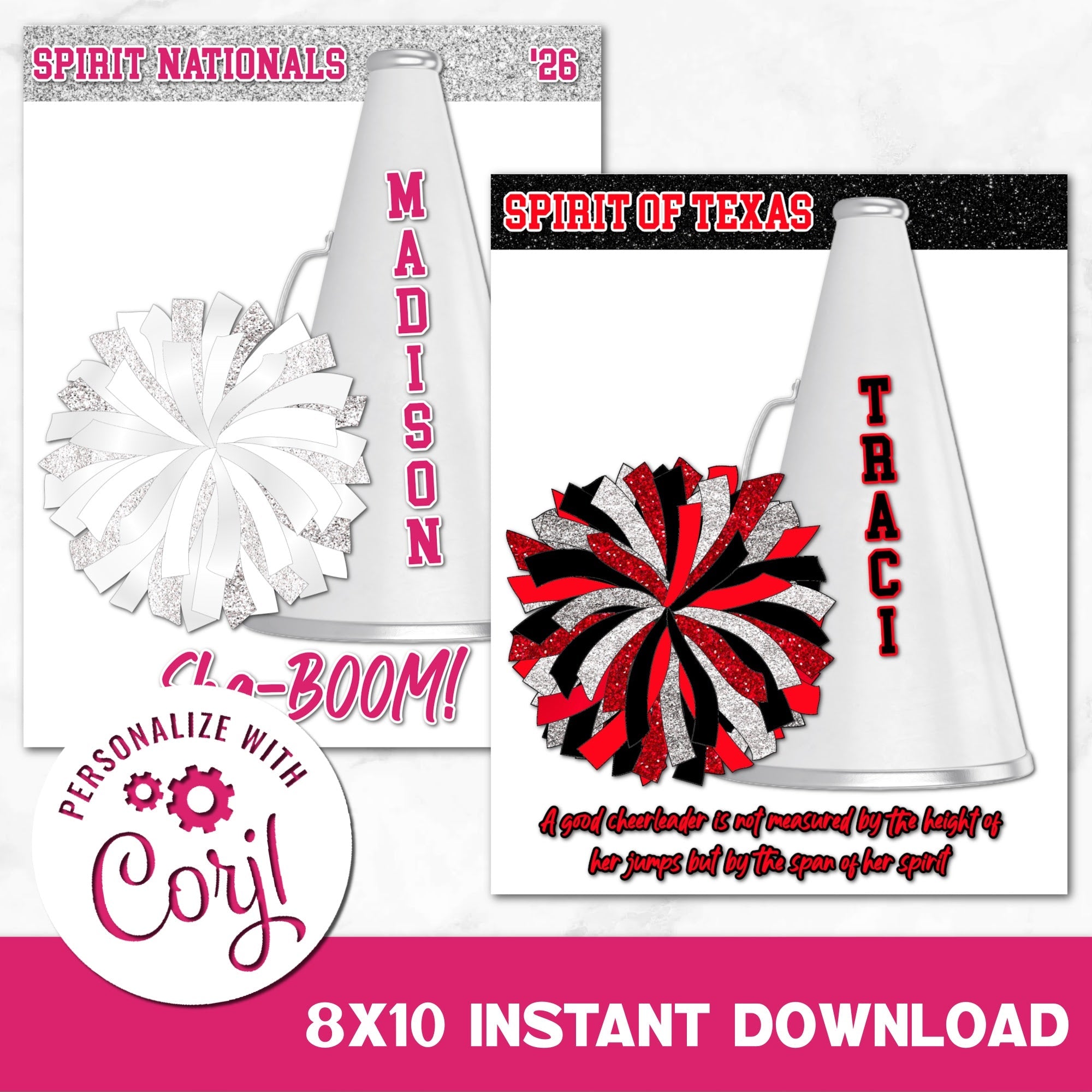 Instant Download Printable Cheerleading Sign You Can Personalize in Corjl.