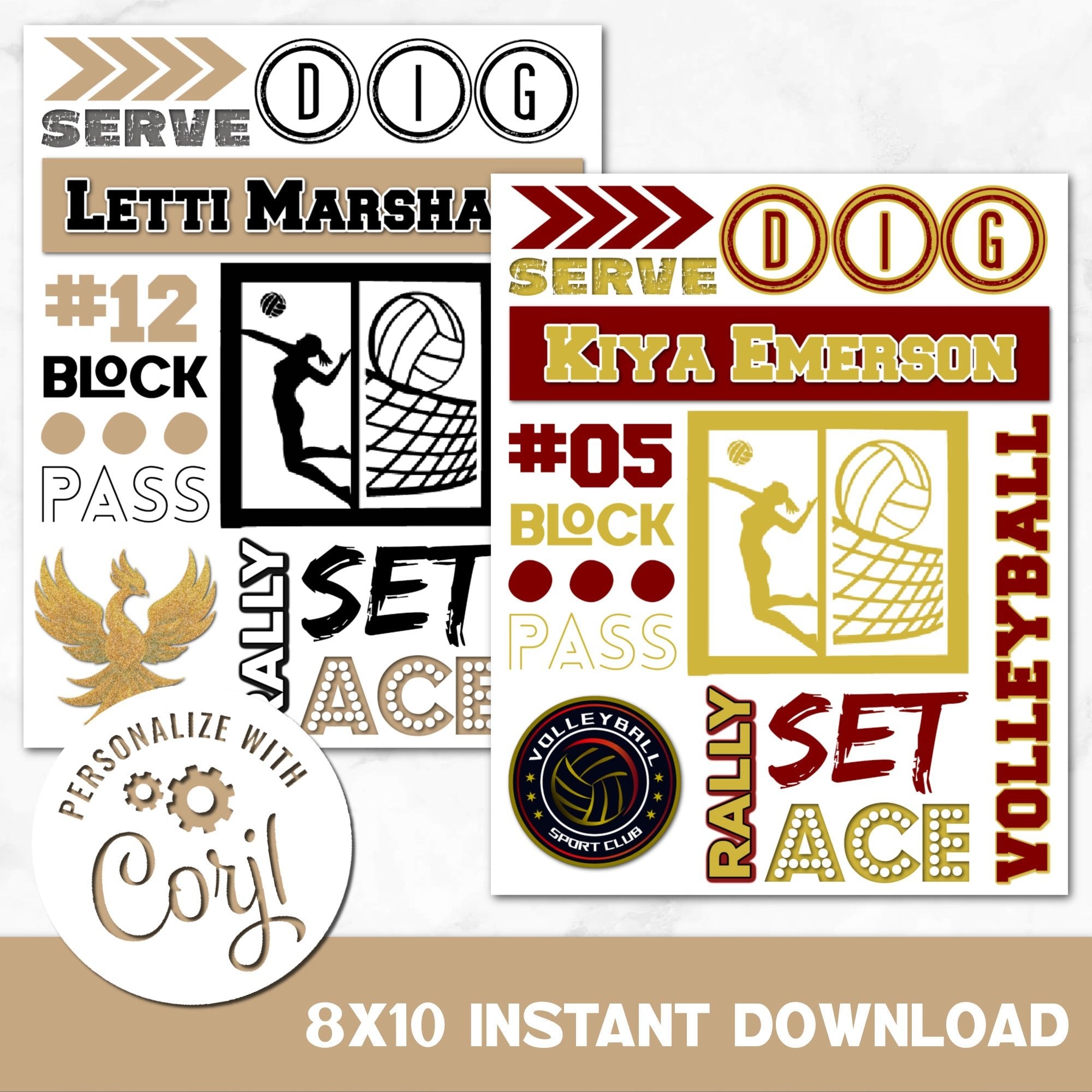 Instant Download Printable Volleyball Sign You Can Personalize in Corjl.