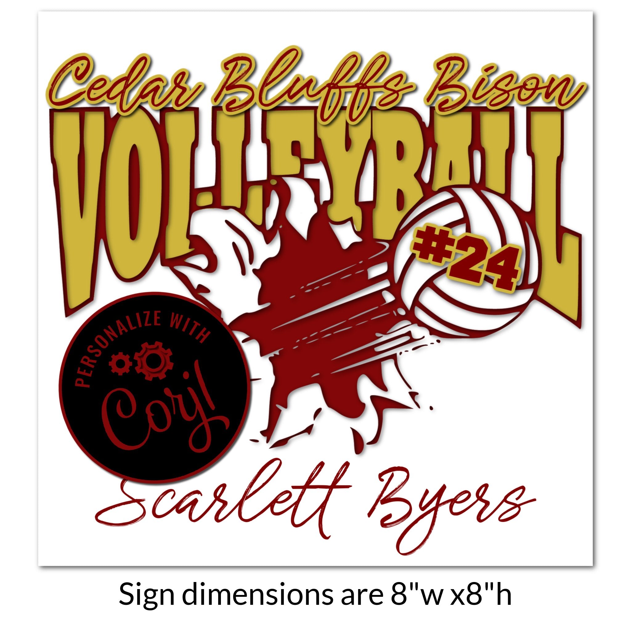 Volleyball Team Locker Tag Sign Dimensions for Instant Download.