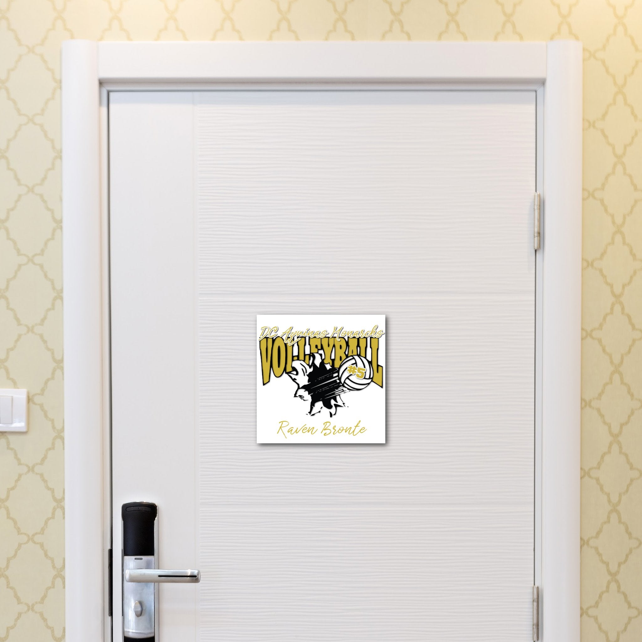 Custom Printable Volleyball League Hotel Door Decoration in Team Colors.