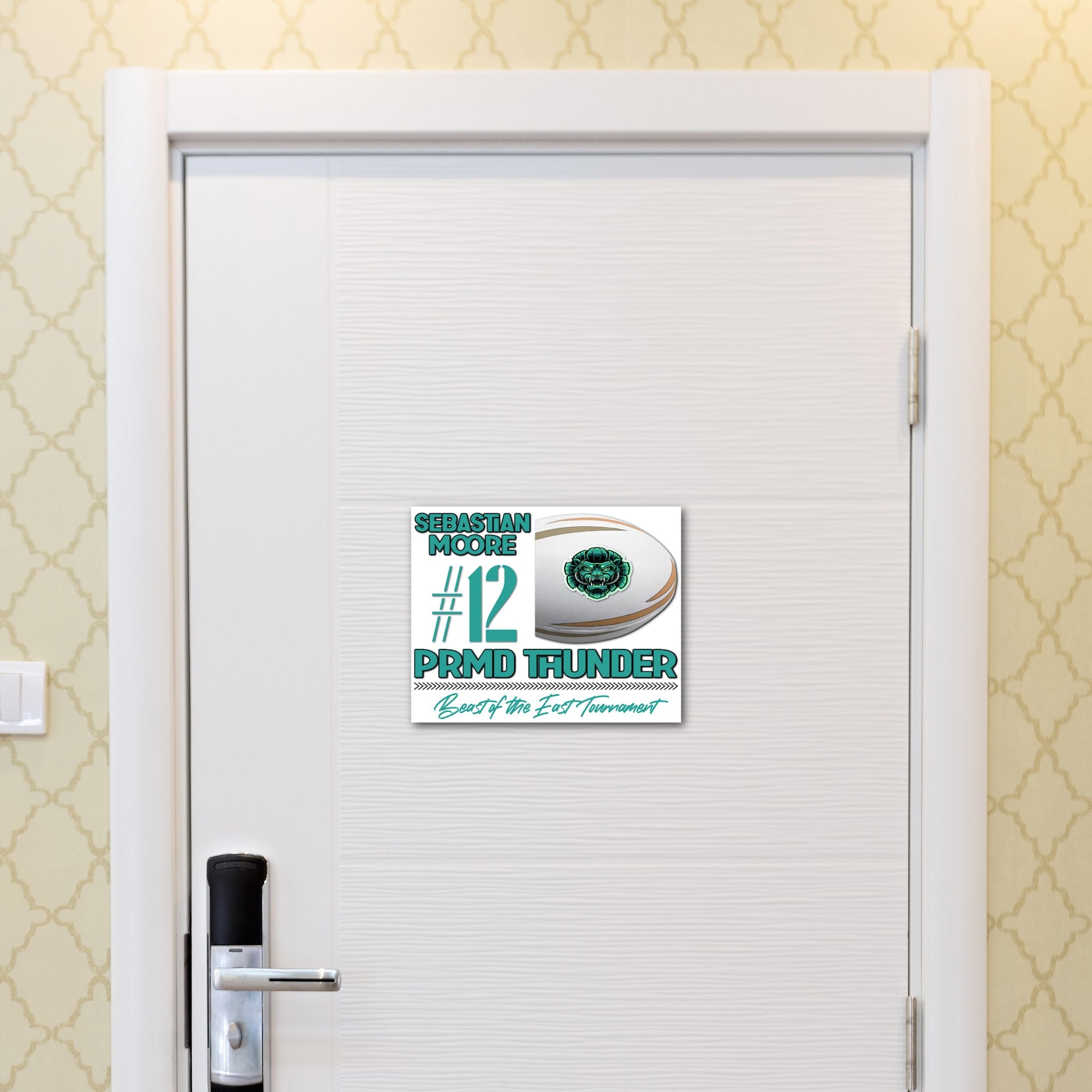 Custom Printable Rugby Hotel Door Decoration in Team Colors