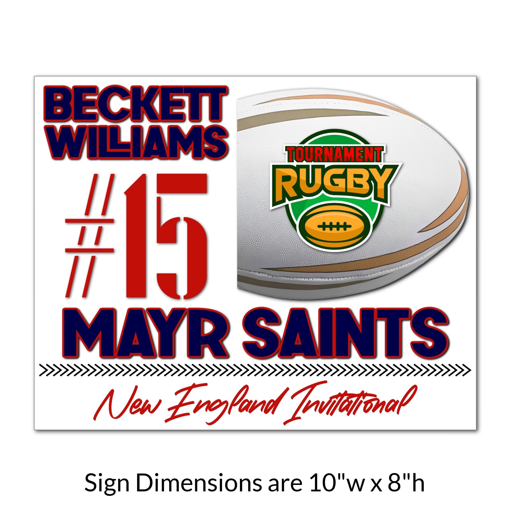Custom Printable Rugby Locker Tag Sign Dimensions.
