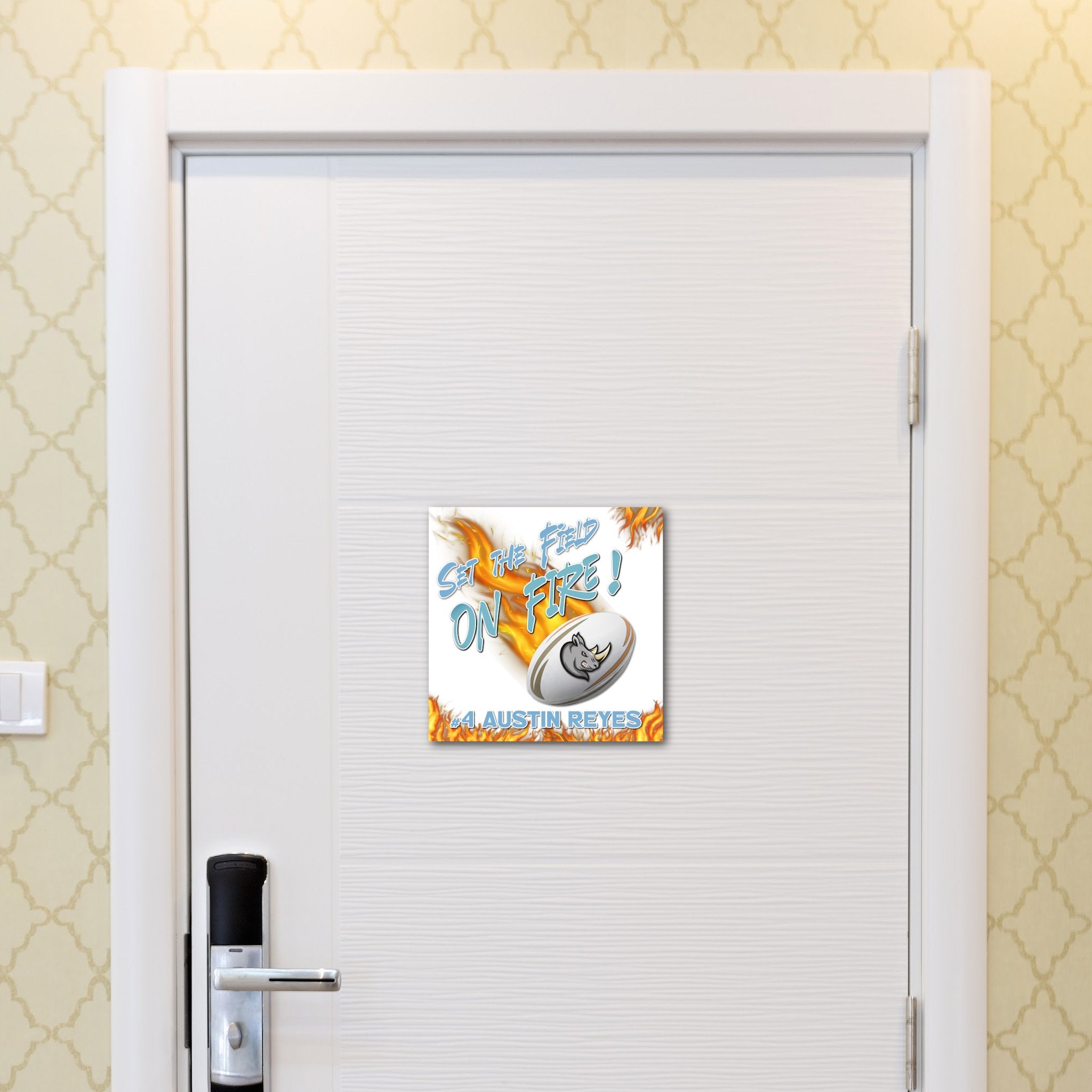 Custom Printable Ruby Player Hotel Door Decoration in Team Colors