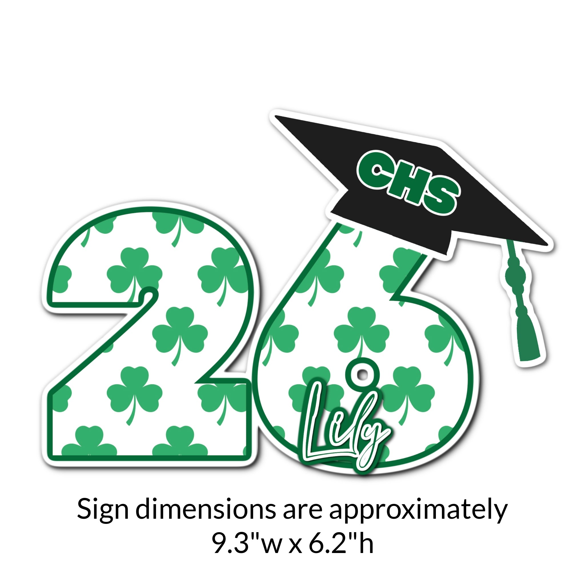 Custom Graduation Year with Grad Cap Locker Decoration in School Colors and Mascot Print