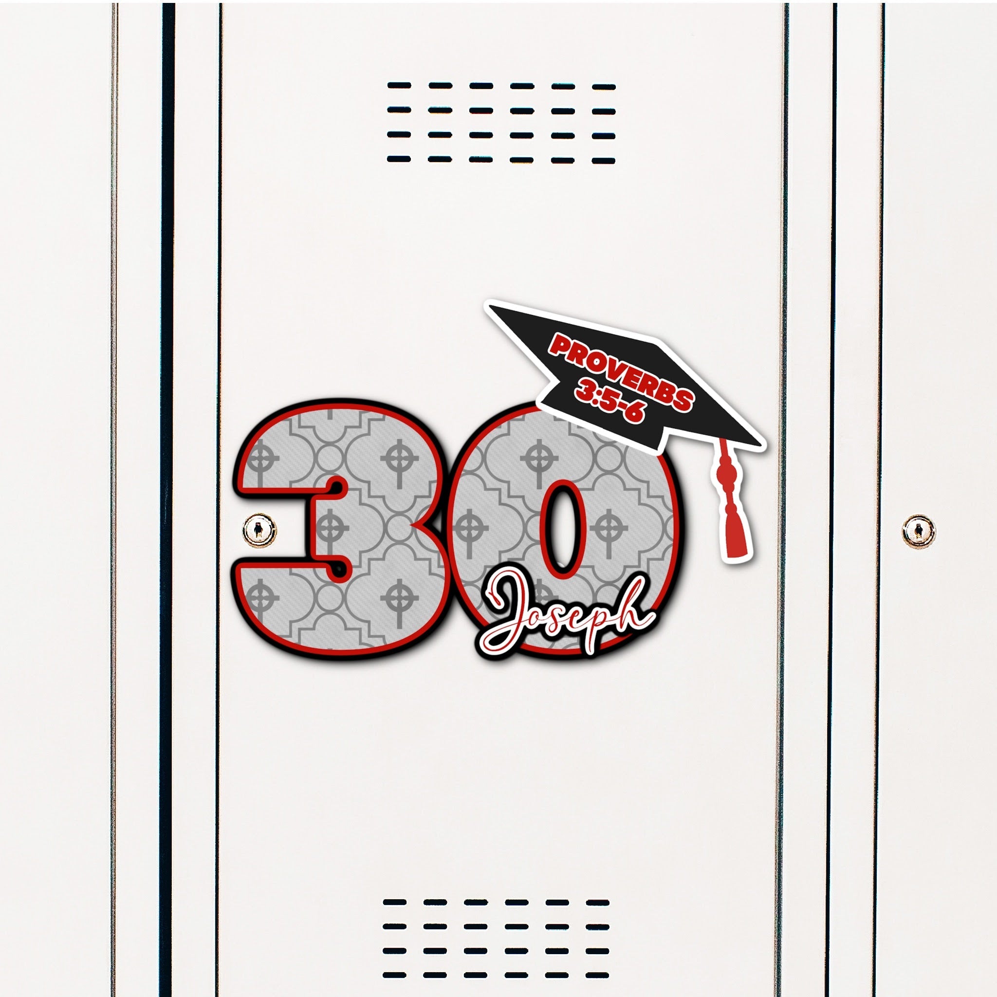 Custom Graduation Year with Grad Cap Locker Decoration for Christian Schools