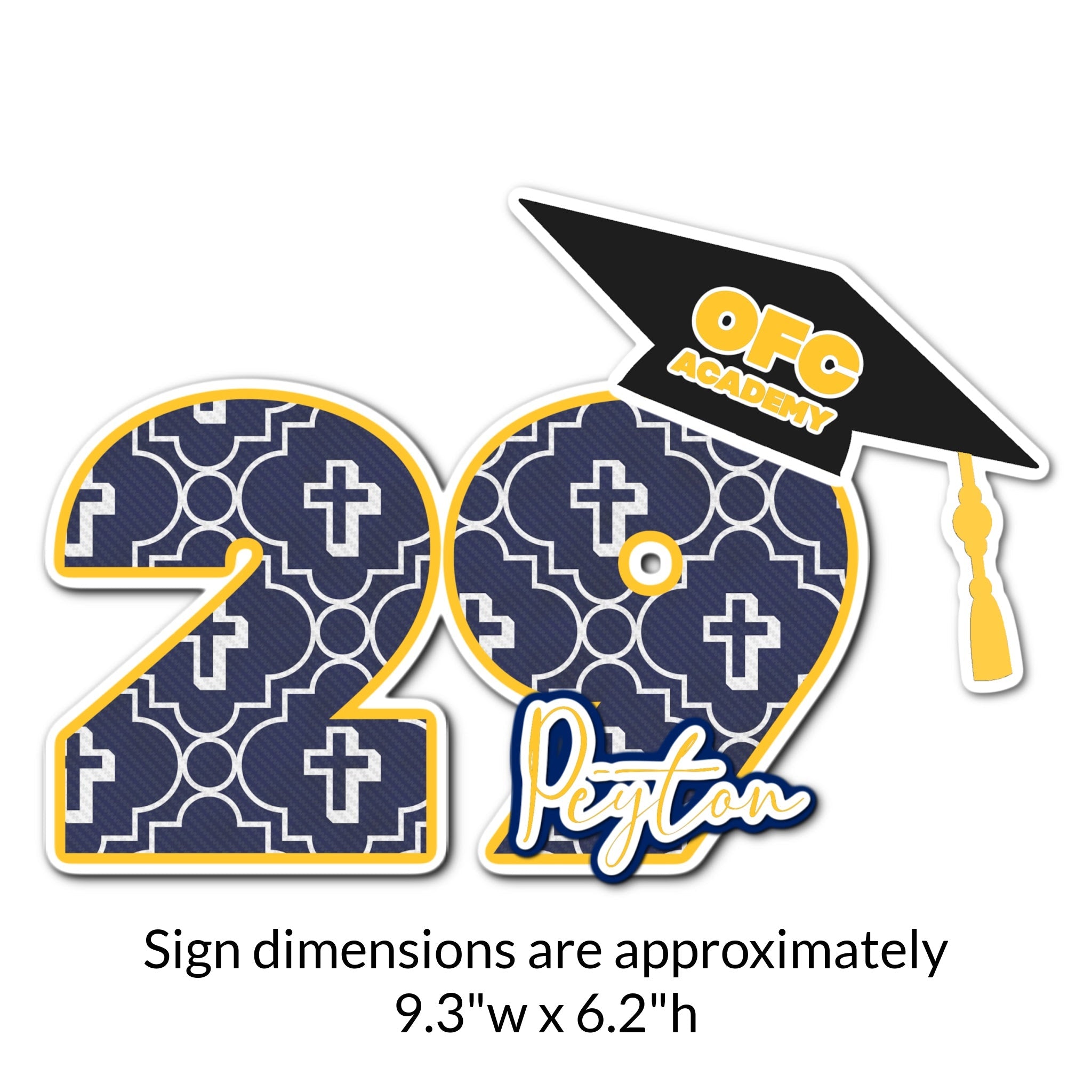 Custom Graduation Year with Grad Cap Locker Magnet in School Colors and Mascot Print