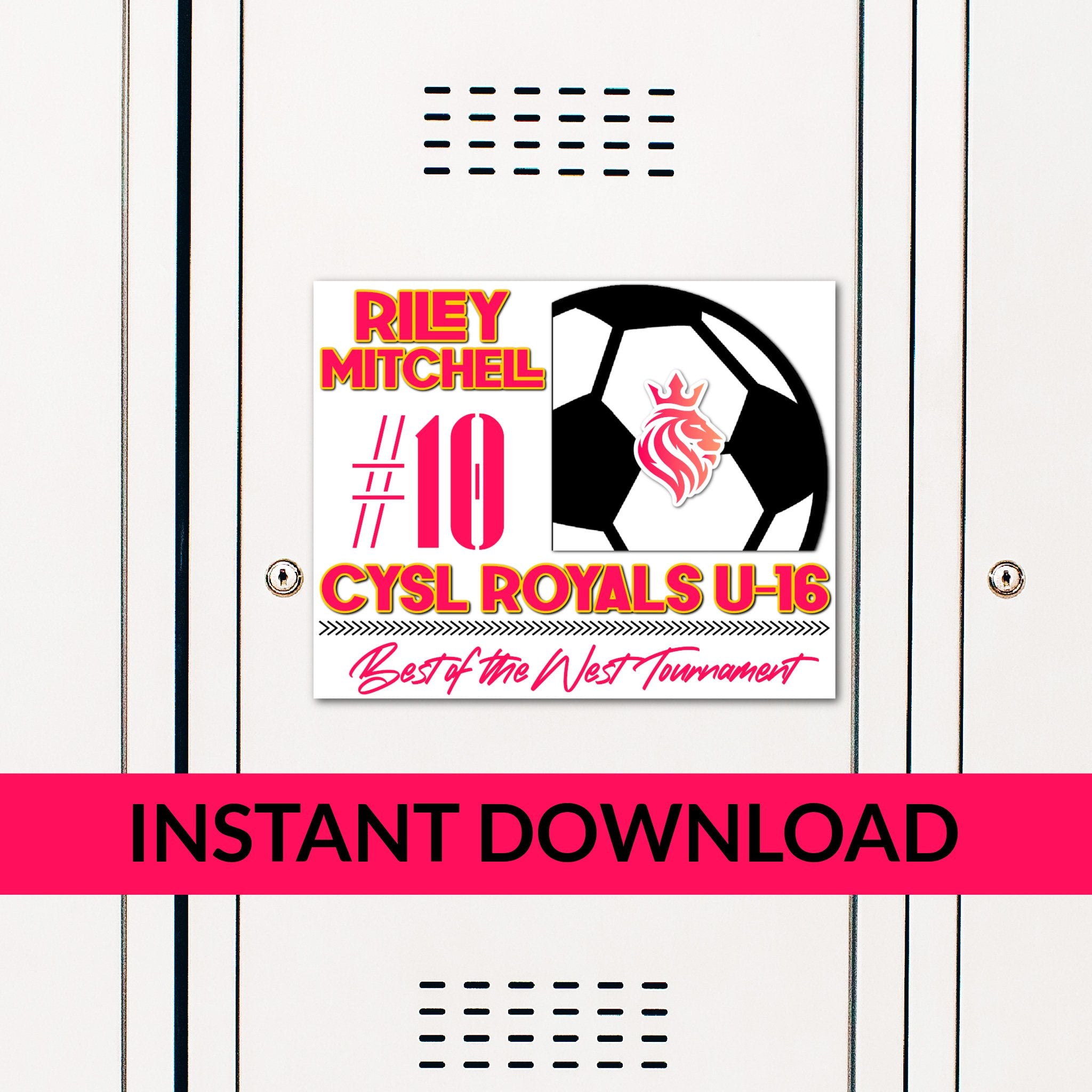Custom Printable Soccer Locker Decoration in Team Colors.