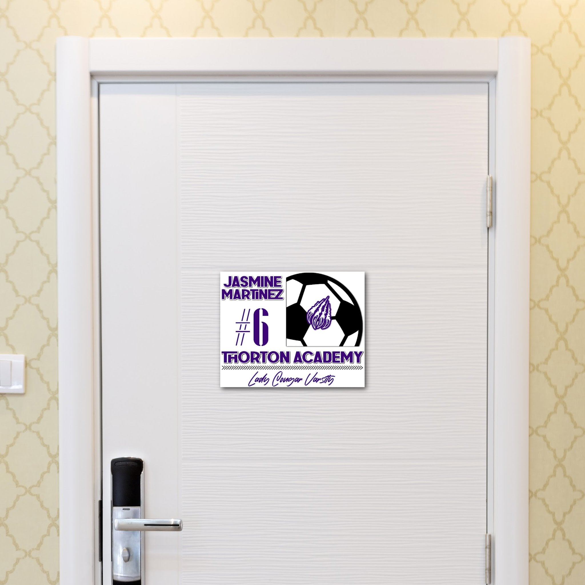 Custom Printable Soccer Hotel Door Decoration in Team Colors