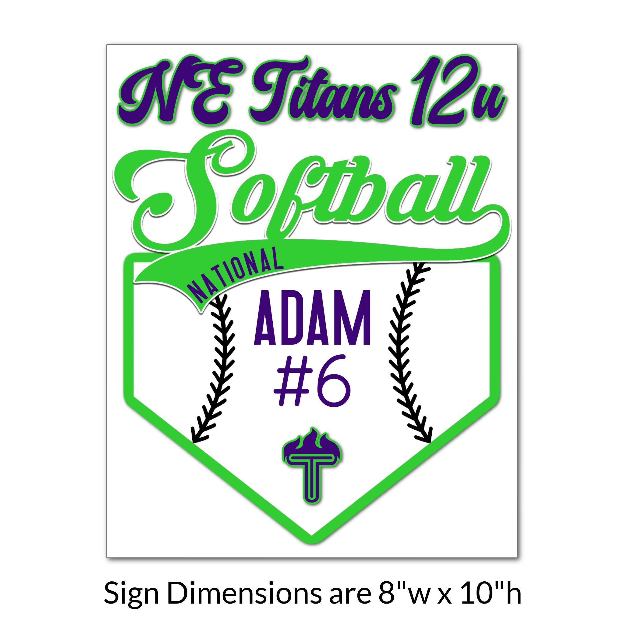 Custom Printable Softball Team Locker Tag Sign Dimensions.