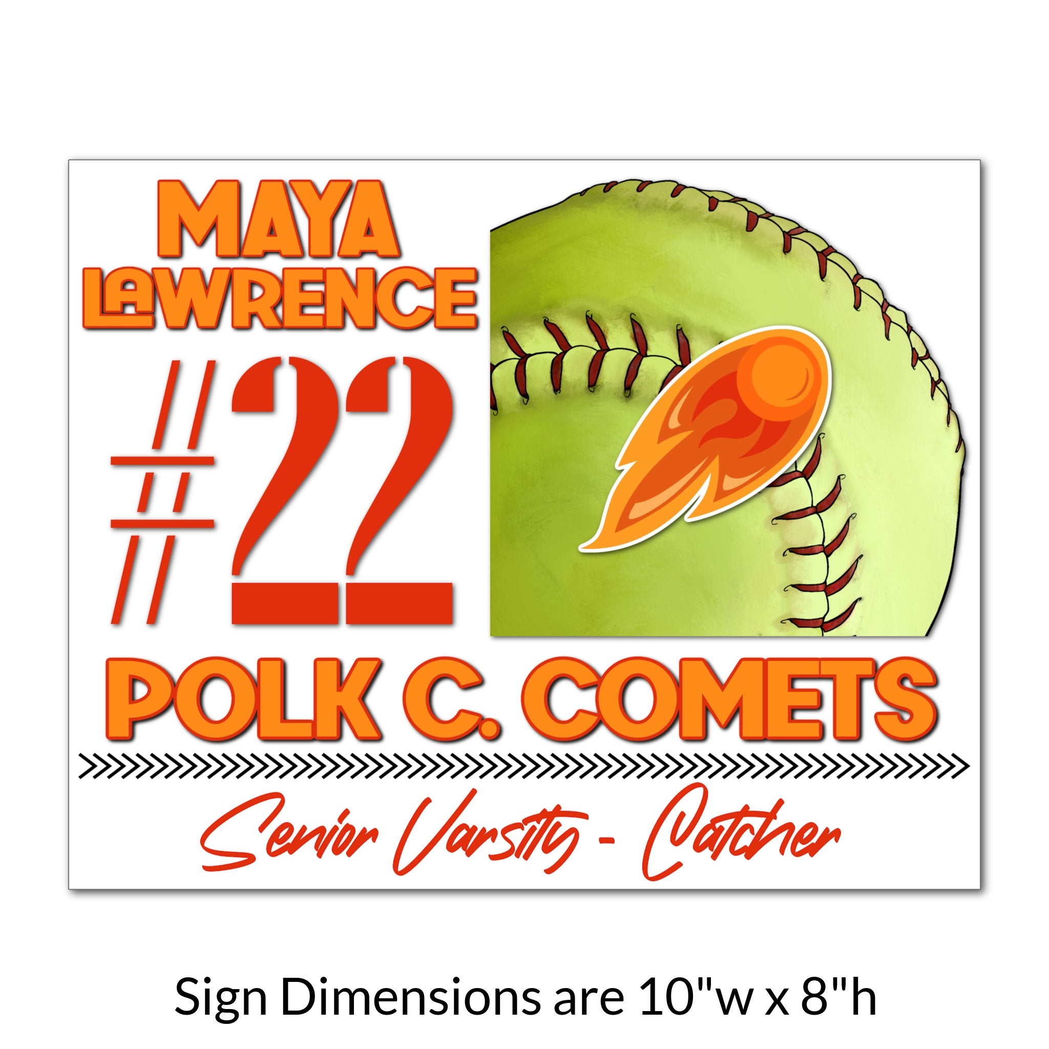 Custom Printable Softball Locker Tag Sign Dimensions.