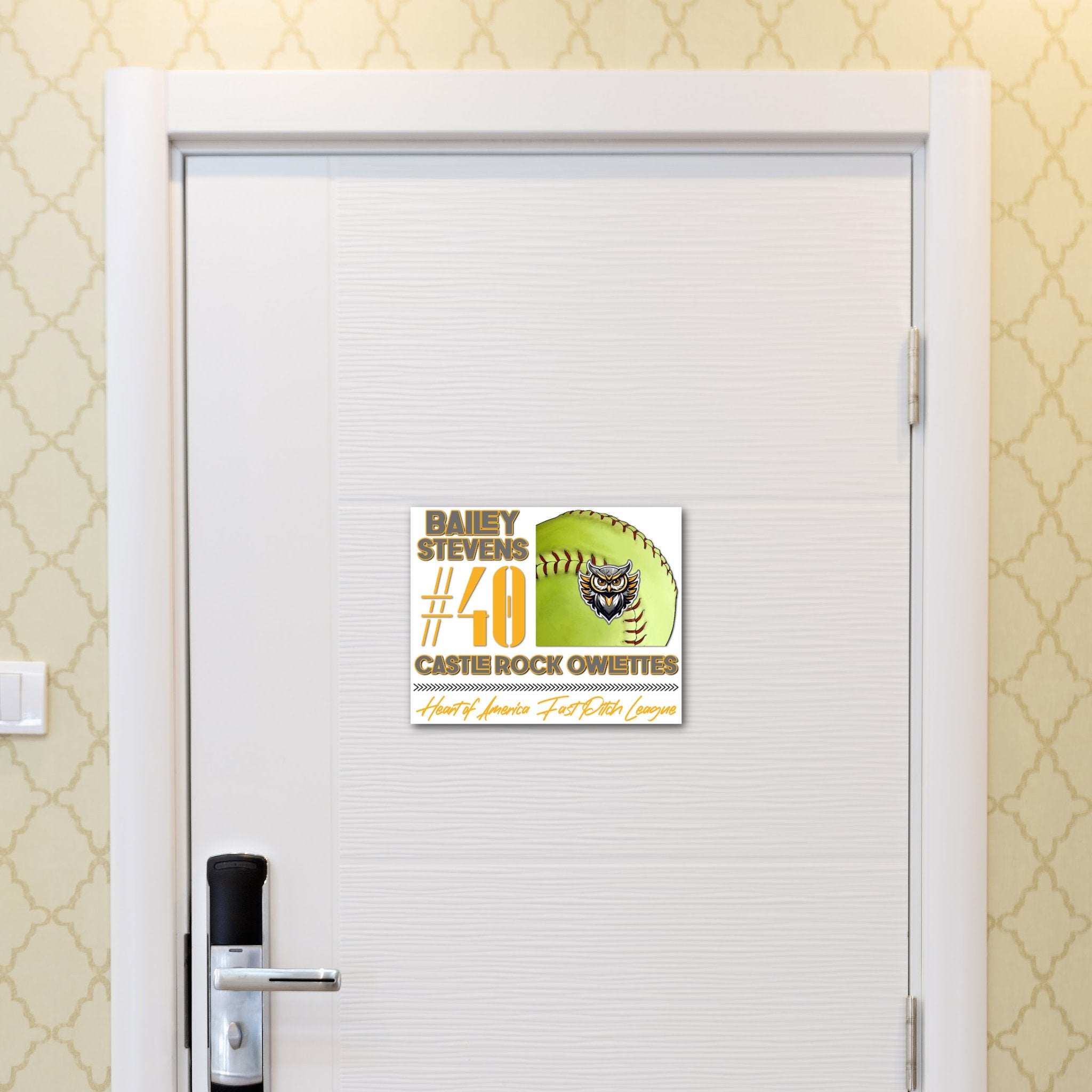 Custom Printable Softball Team Hotel Door Decoration.