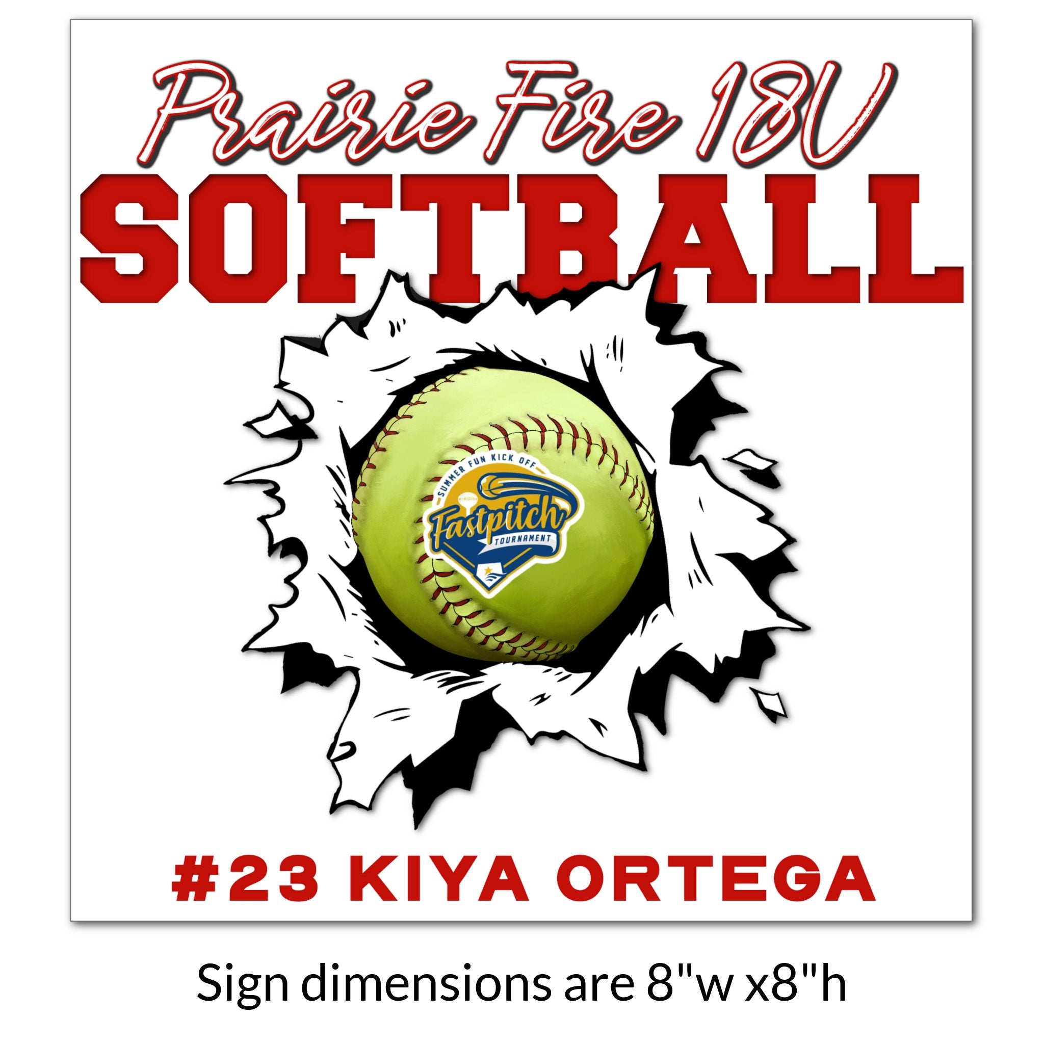 Custom Printable Softball Team Locker Tag Sign Dimensions.