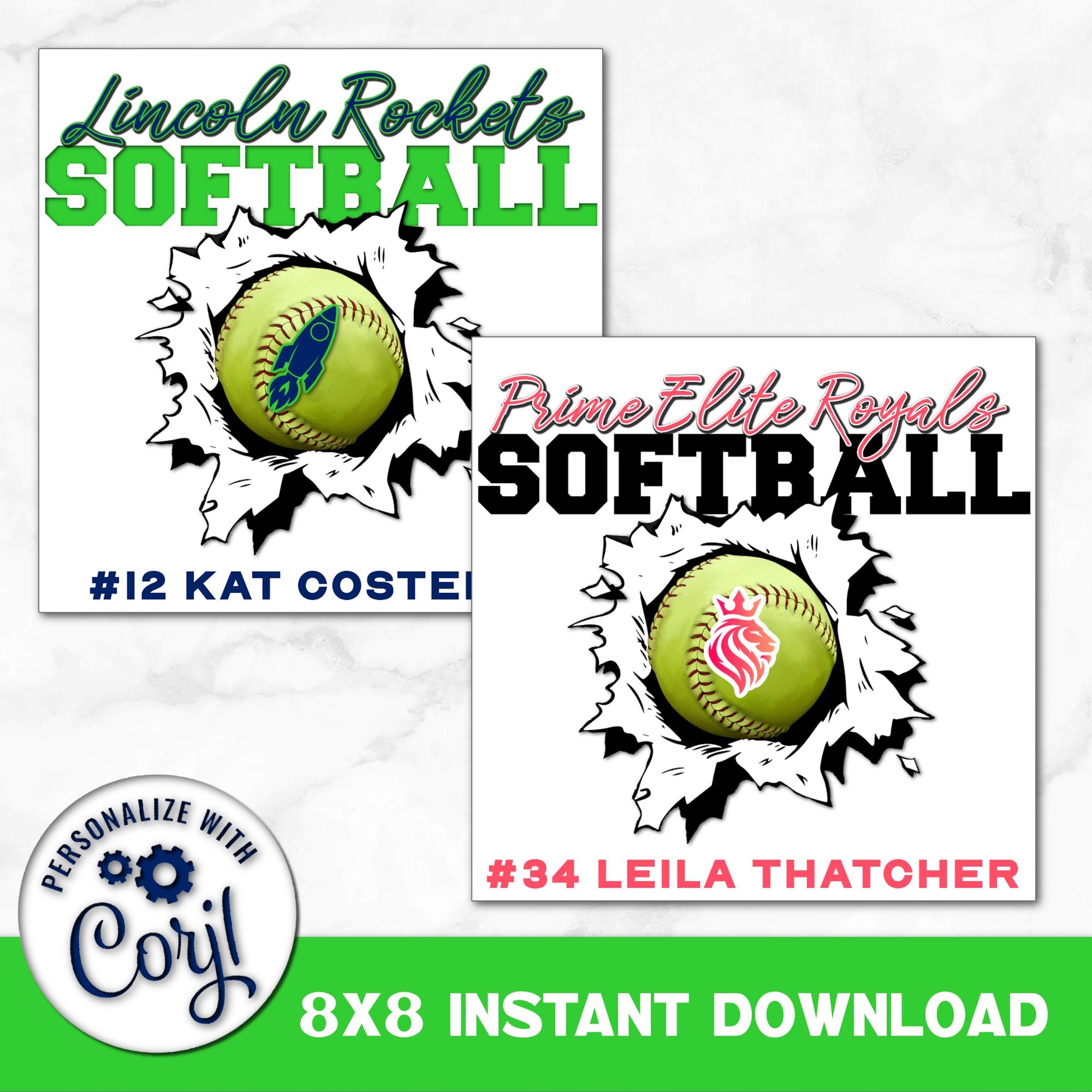 Instant Download Printable Softball Sign You Can Personalize in Corjl.