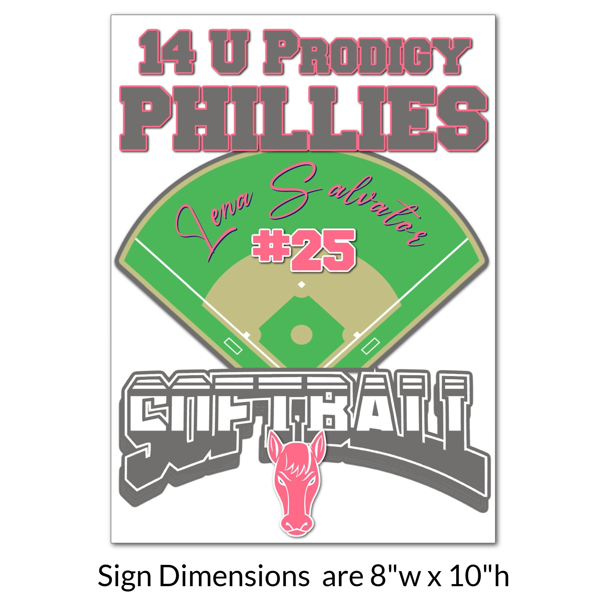 Custom Printable Softball Team Locker Tag Sign Dimensions.