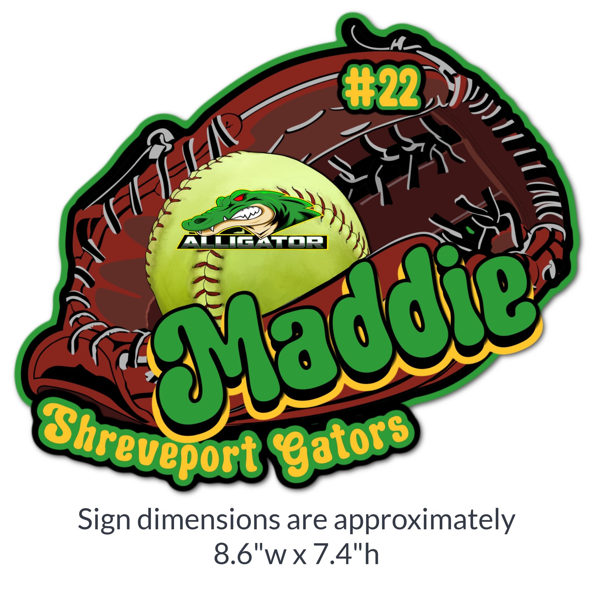 Custom Softball Glove Locker Decoration Cut Out Dimensions.