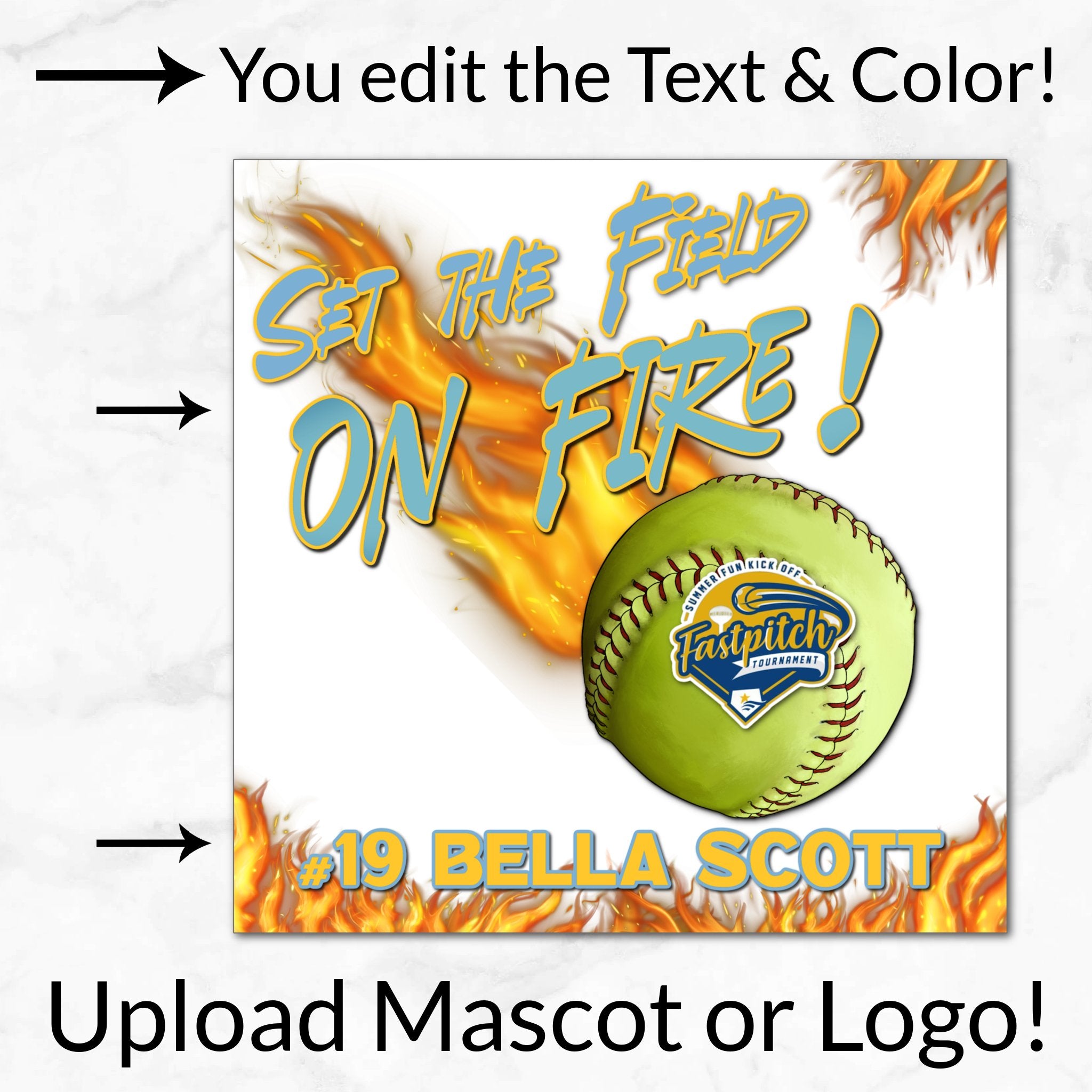 Personalized Options Shown: Customize Text and Colors For Your Team Design.