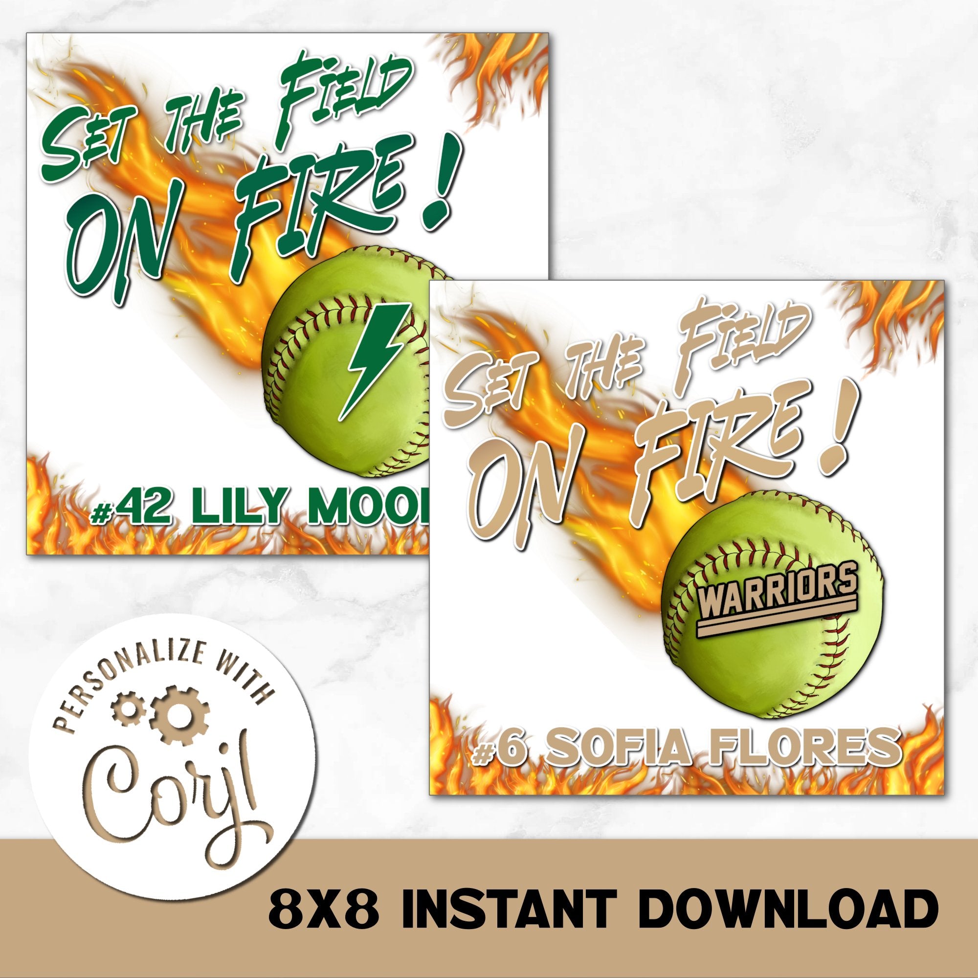 Instant Download Printable Softball Sign You Can Personalize in Corjl.