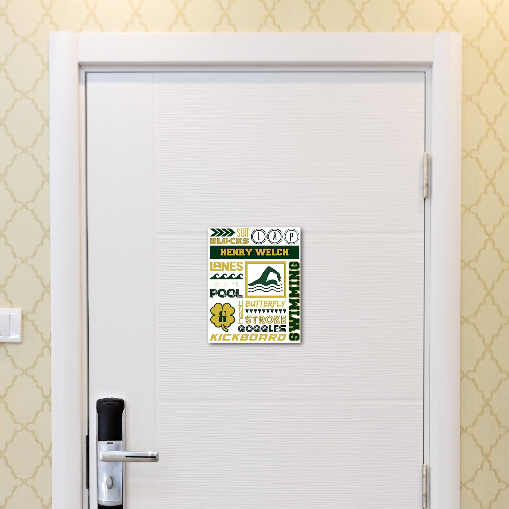 Custom Printable Swim Team Collage Hotel Door Decoration in Team Colors