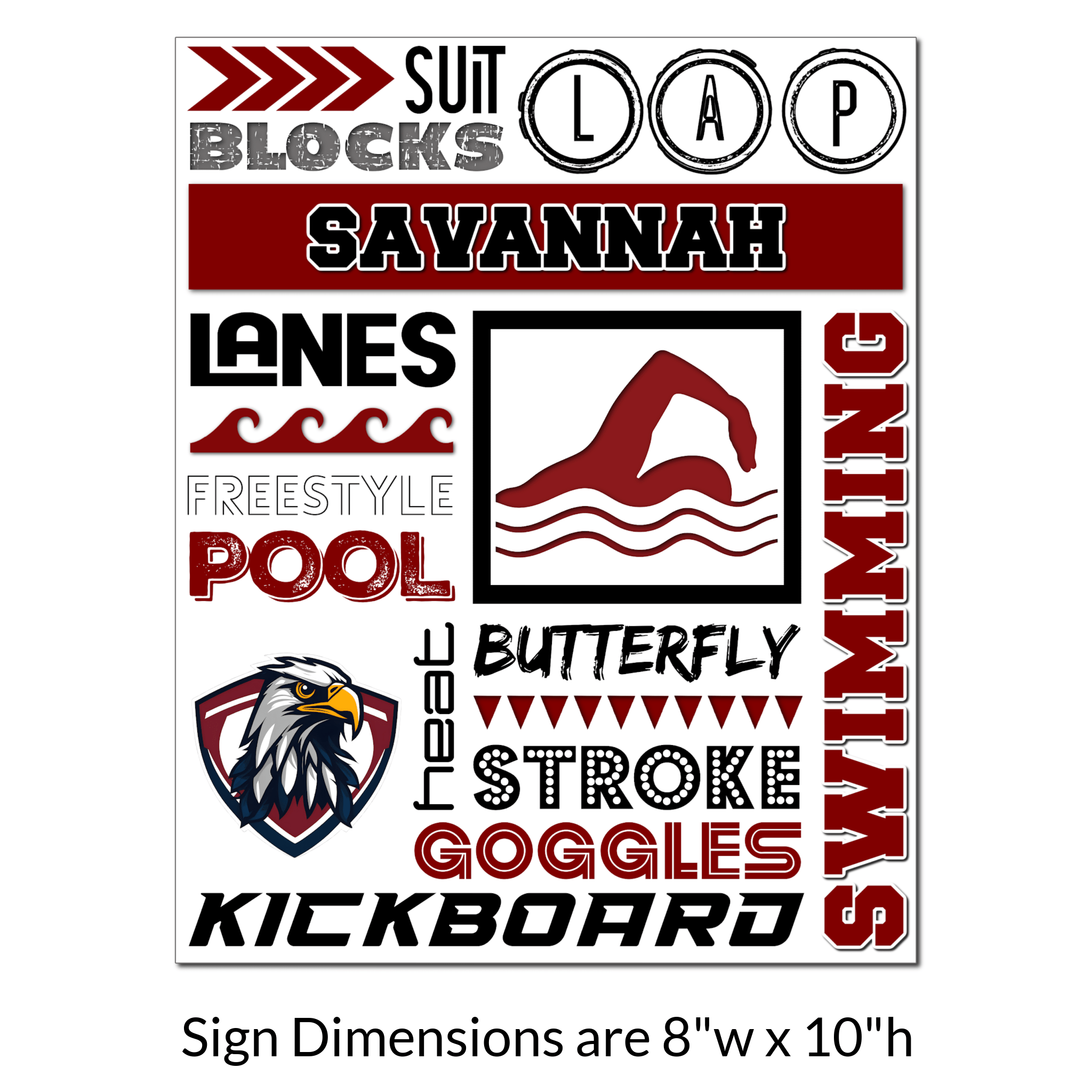 Custom Printable Swimming Collage Locker Decoration in Team Colors