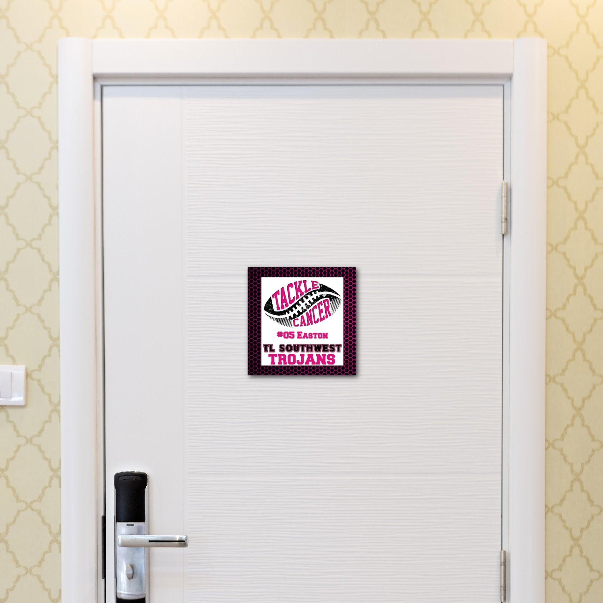 Breast Cancer Awareness Custom Printable Football Hotel Door Decoration.