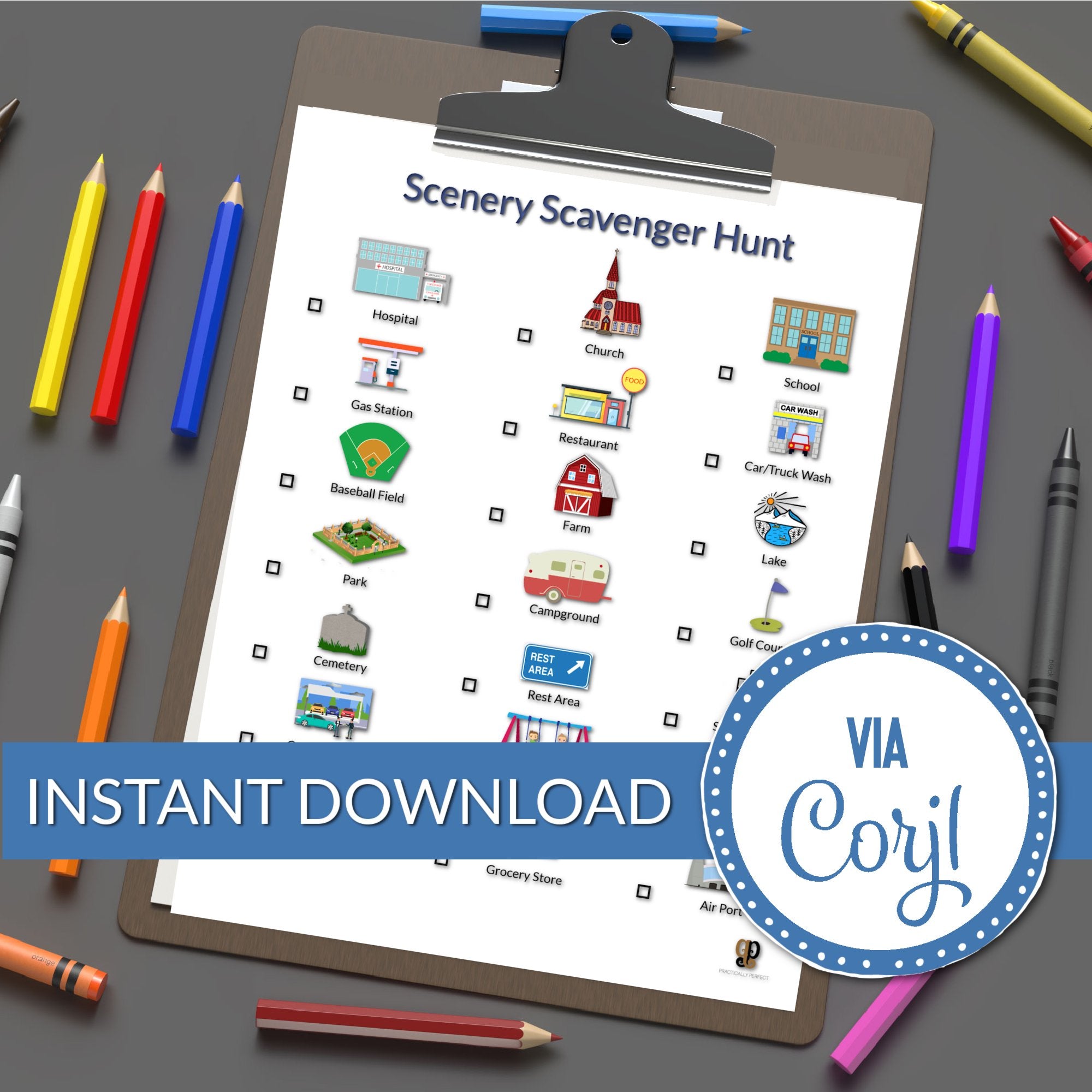 Instant Download Printable Ultimate Road Trip Game Bundle of 11 Games.