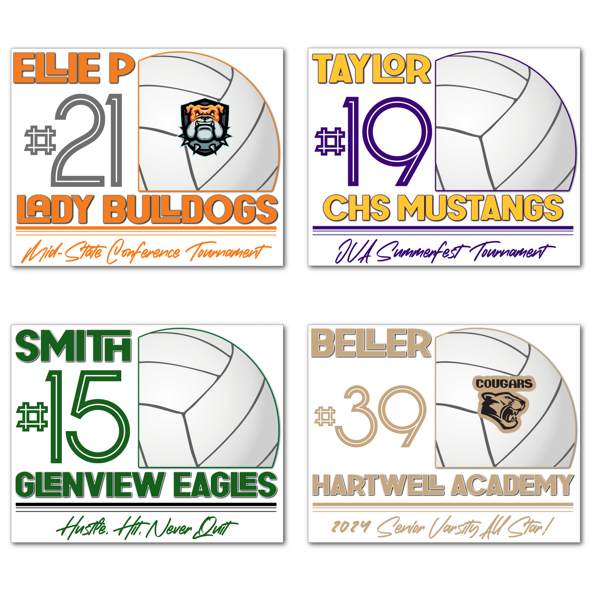Examples of How to Customize Printable Volleyball Player Locker Decoration.