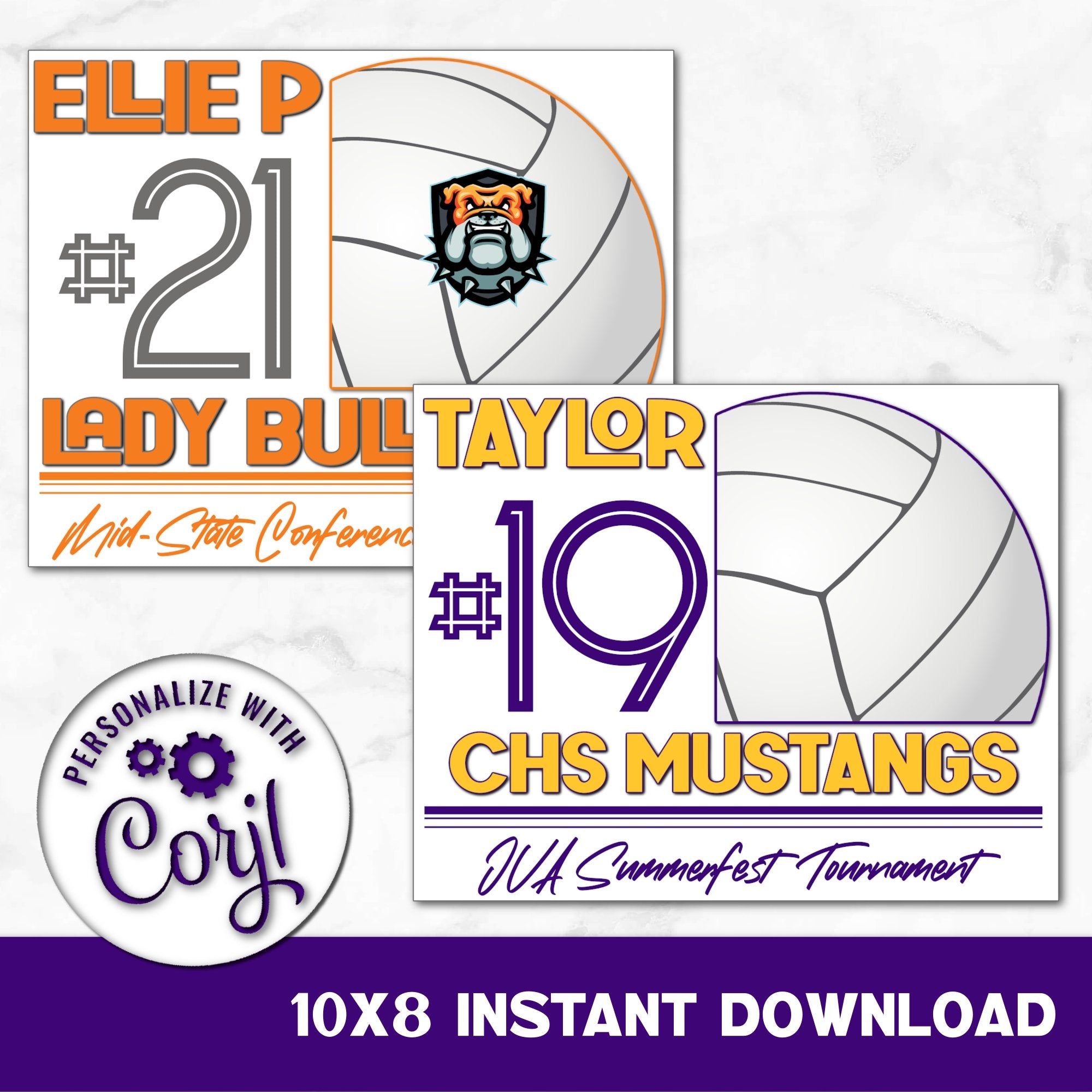 Instant Download Printable Volleball Sign You Can Personalize in Corjl.