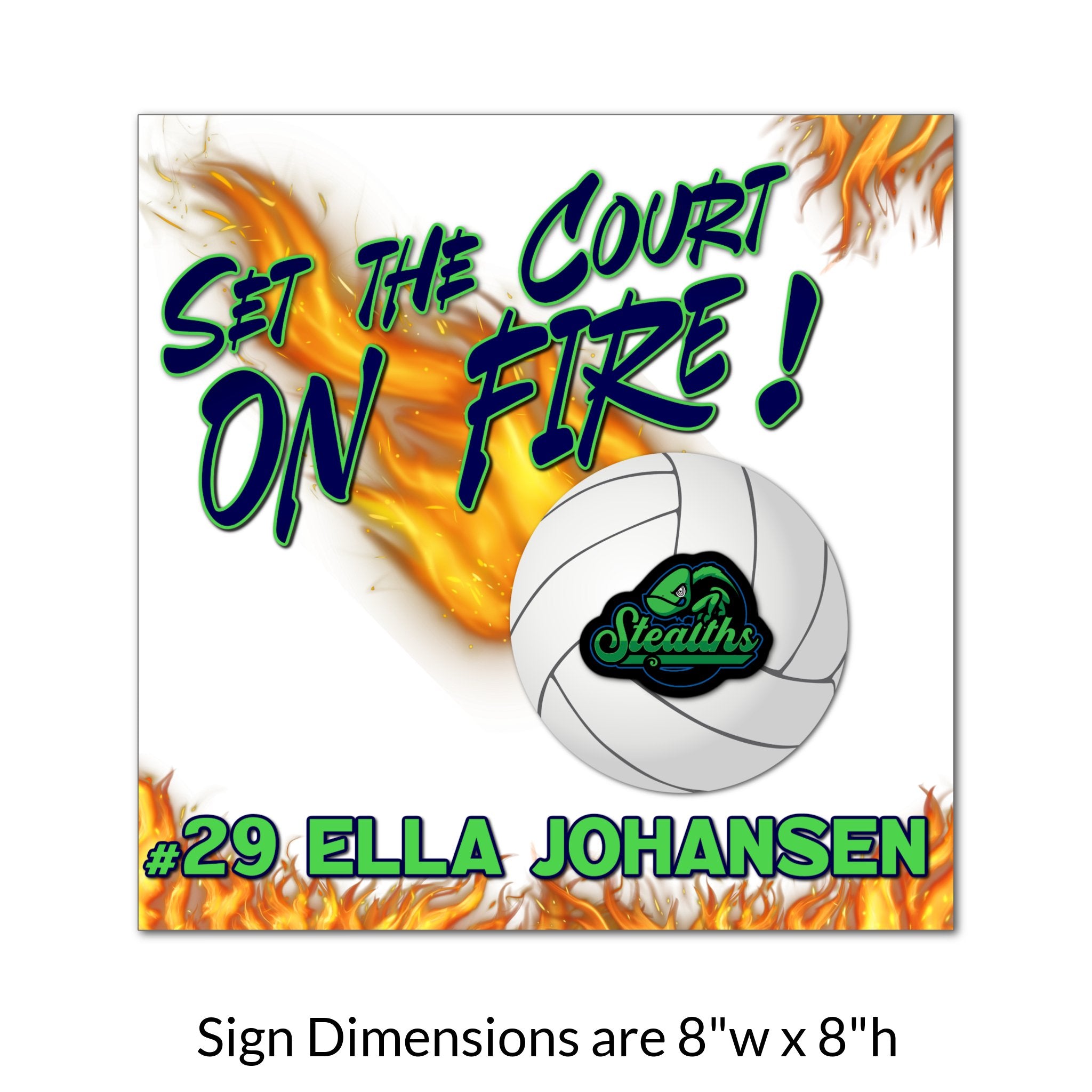 Custom Printable Volleyball Team Locker Tag Sign Dimensions.