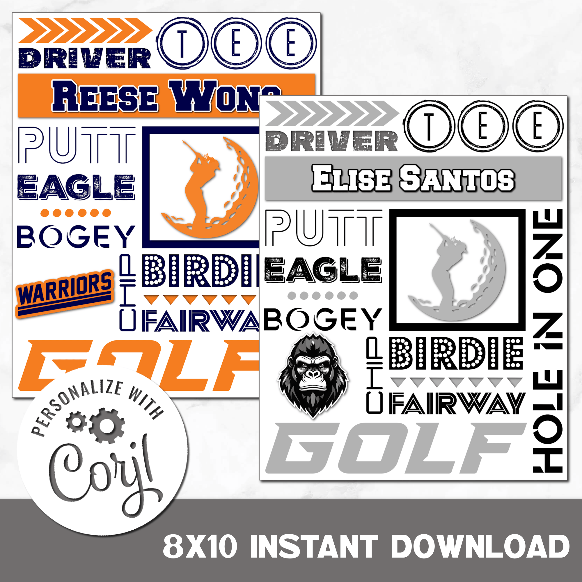 Instant download printable Girls Golf Collage Hotel Door Decoration in Team Colors you can personalize.