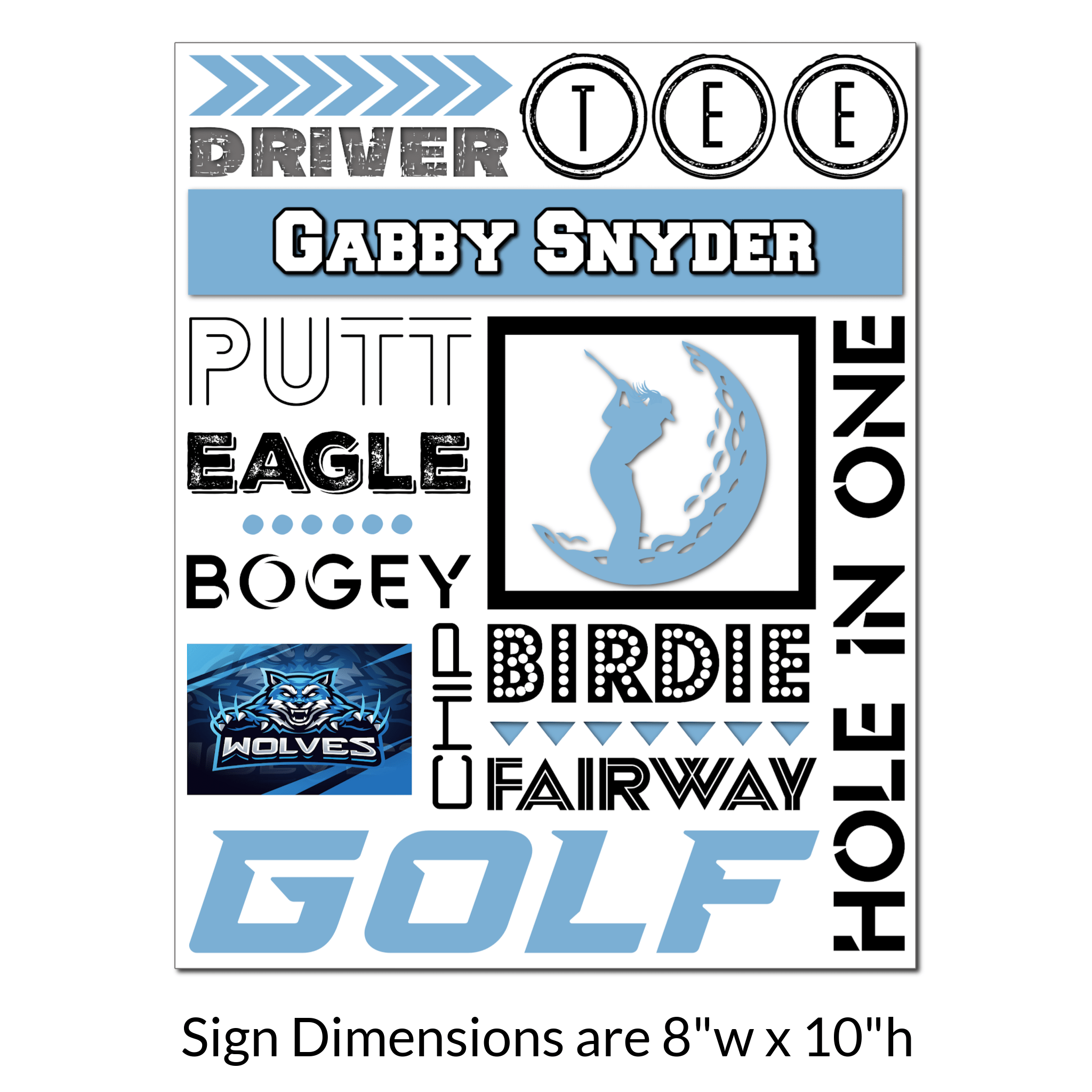 Custom Printable Ladies Golf Collage Sign  in Team Colors.