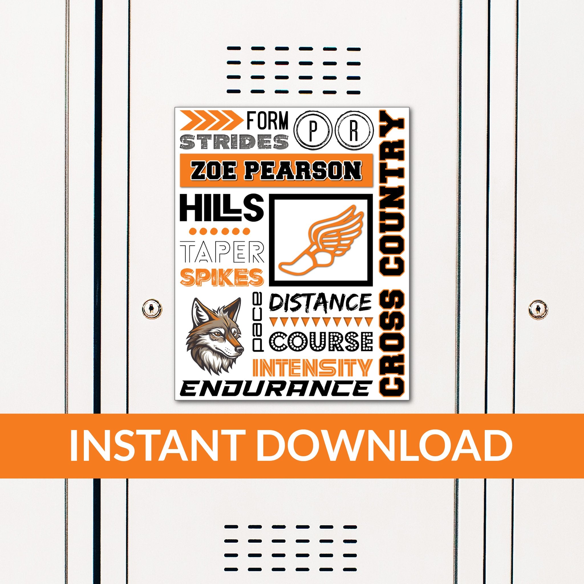 Custom Printable Cross Country Collage Locker Decoration in Team Colors