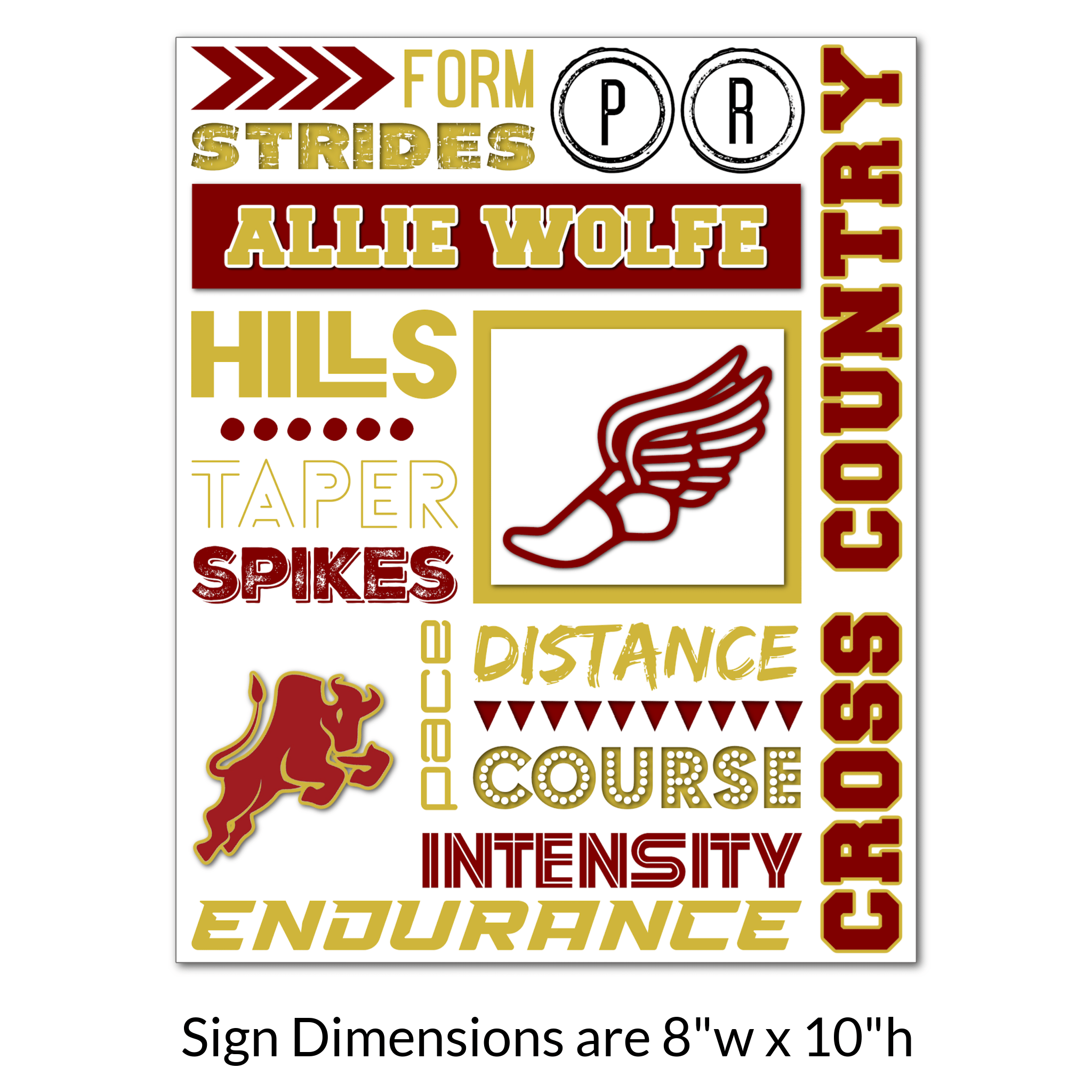 Custom Printable Cross Country Collage Locker Sign Decoration in Team Colors