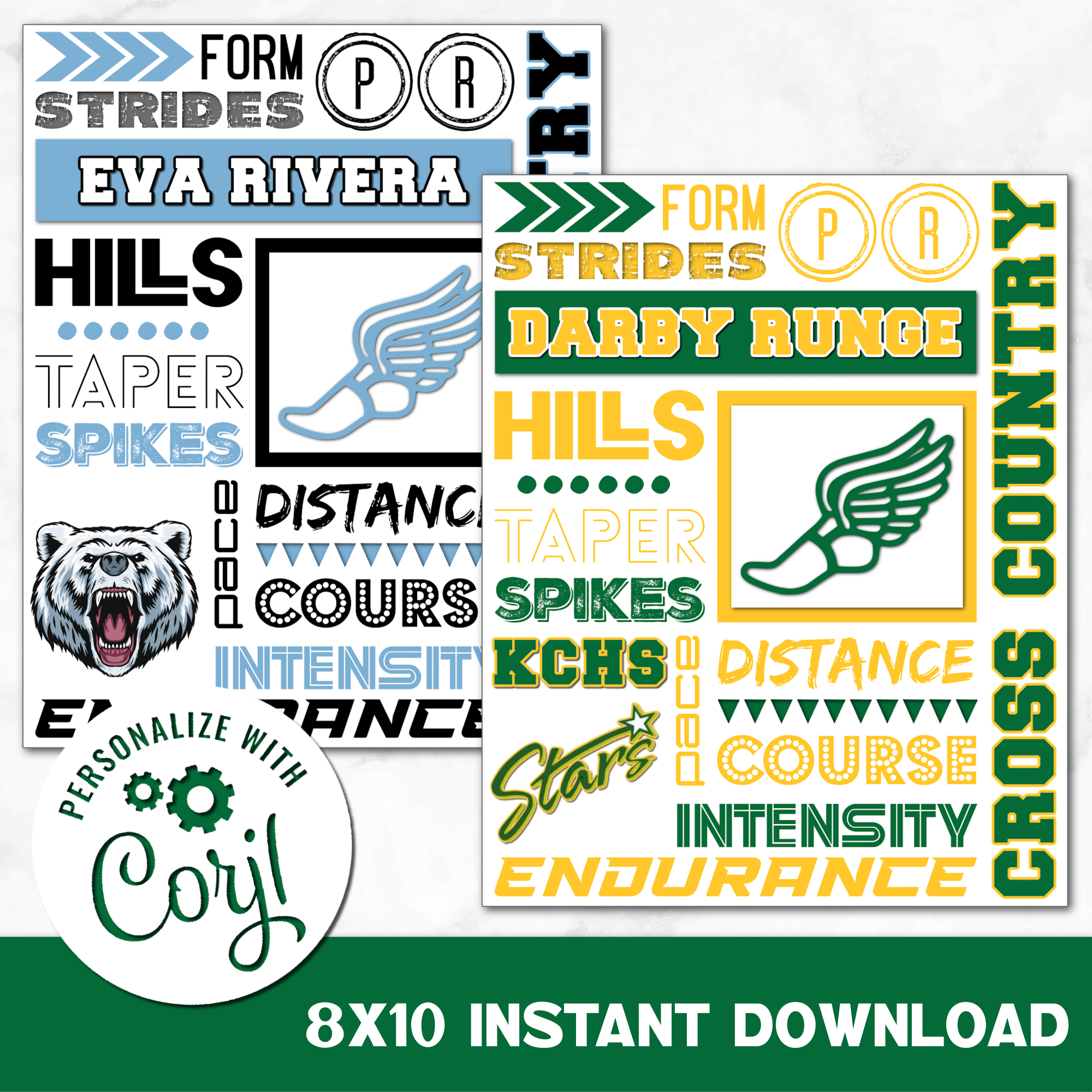 Instant Download Custom Printable Cross Country Collage Sign in Team Colors