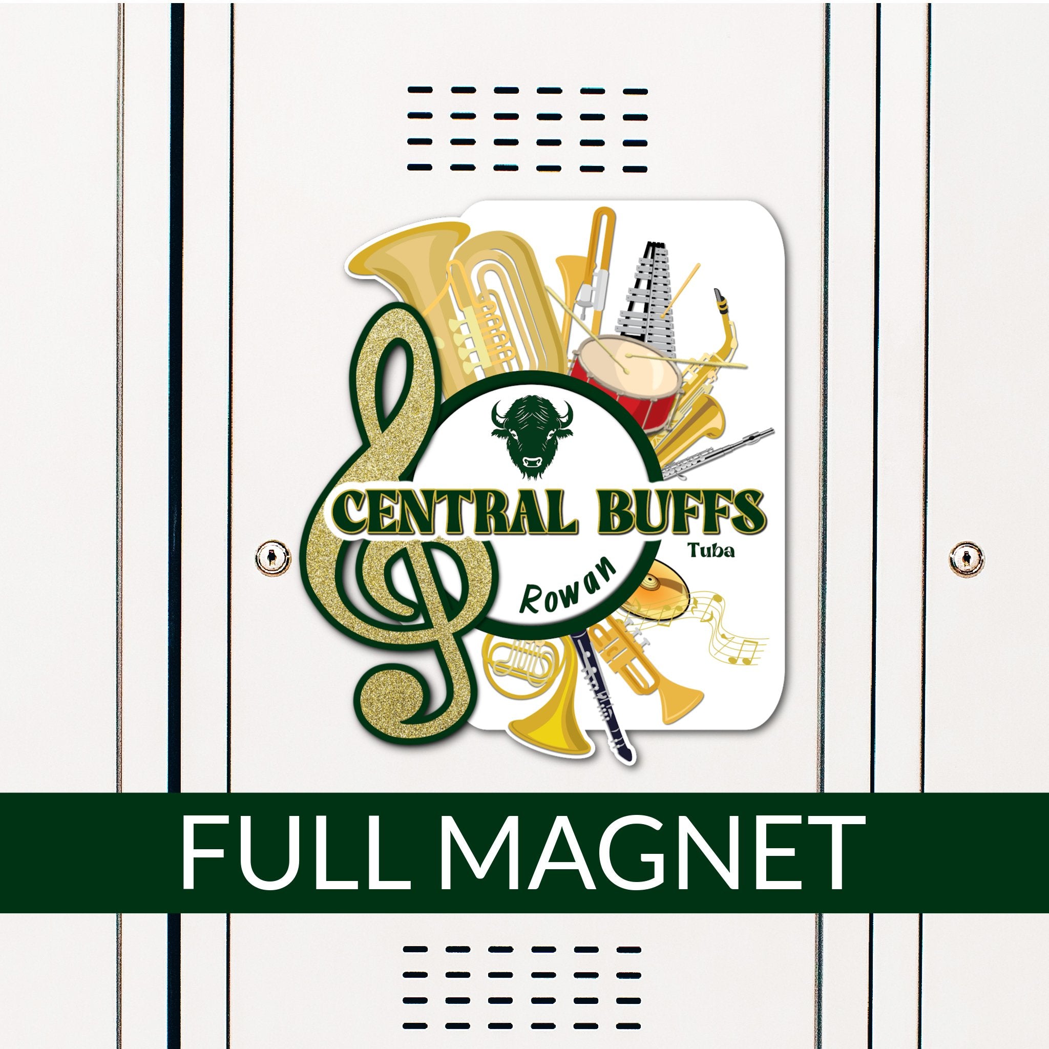 Custom Band or Orchestra Locker Magnet Decoration in Team or School Colors.