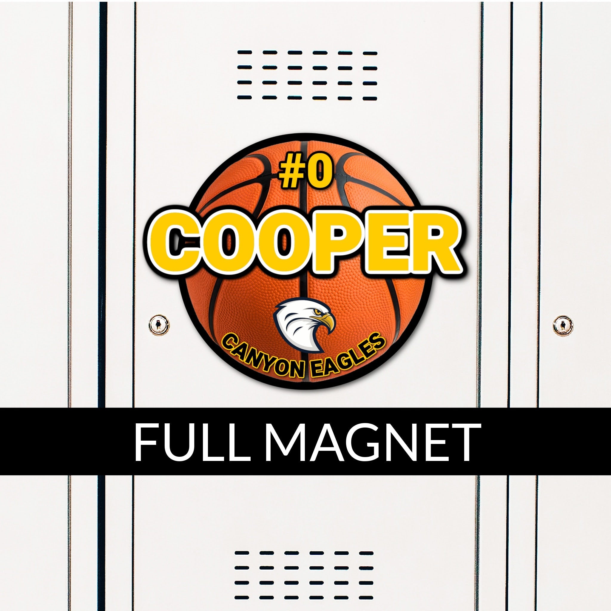 Custom Basketball Locker Magnet Decoration in Team or School Colors.