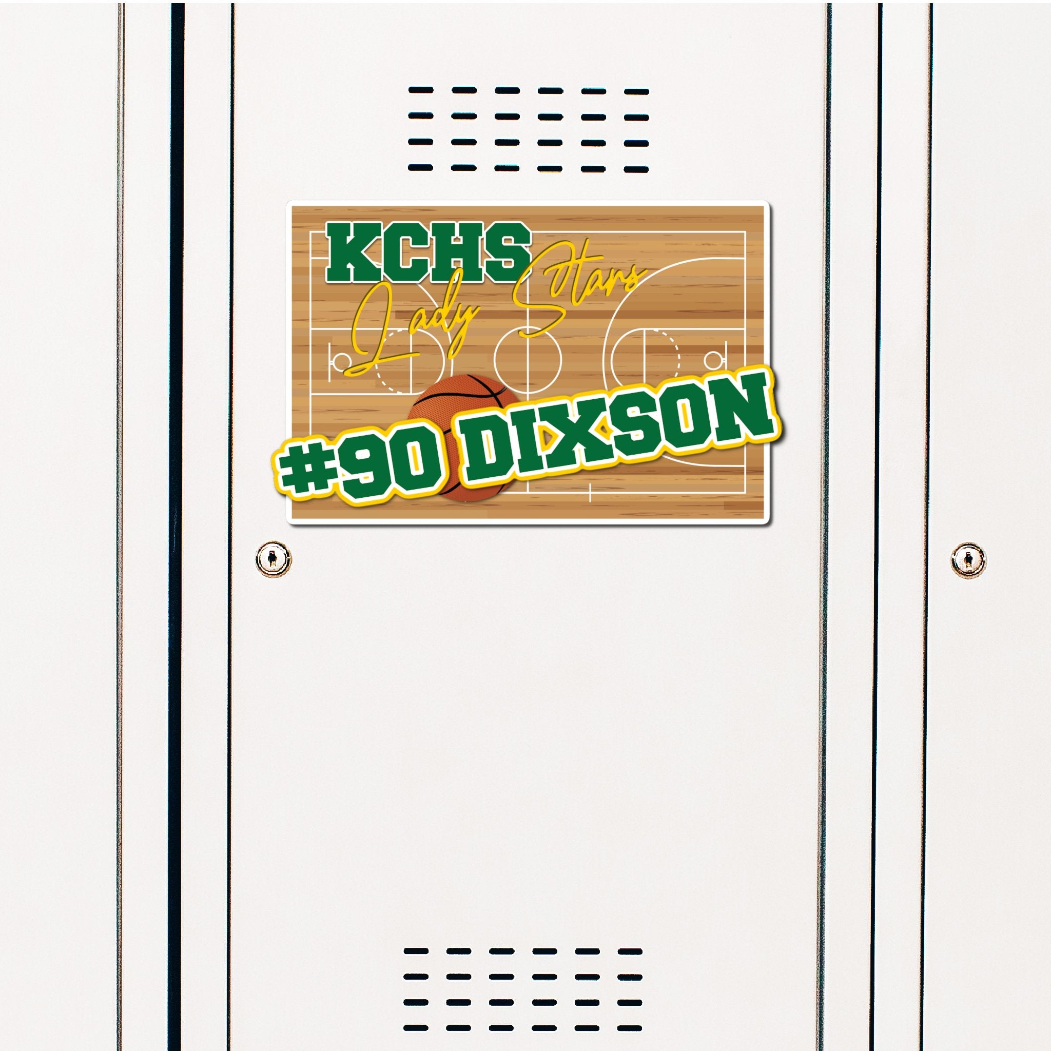 Custom Basketball Court Locker Decoration in Team or School Colors.