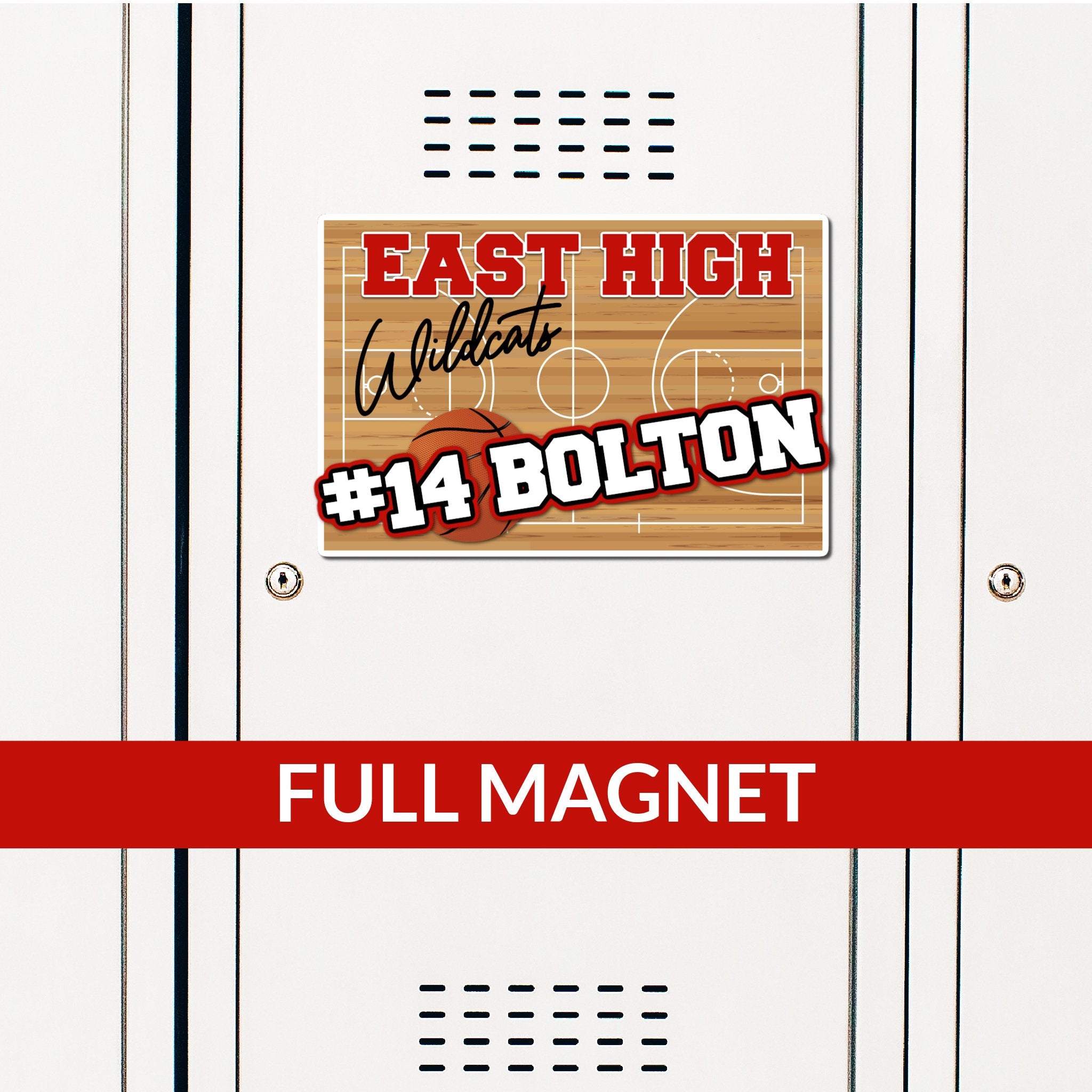 Custom Basketball Court Locker Magnet Decoration in Team or School Colors.