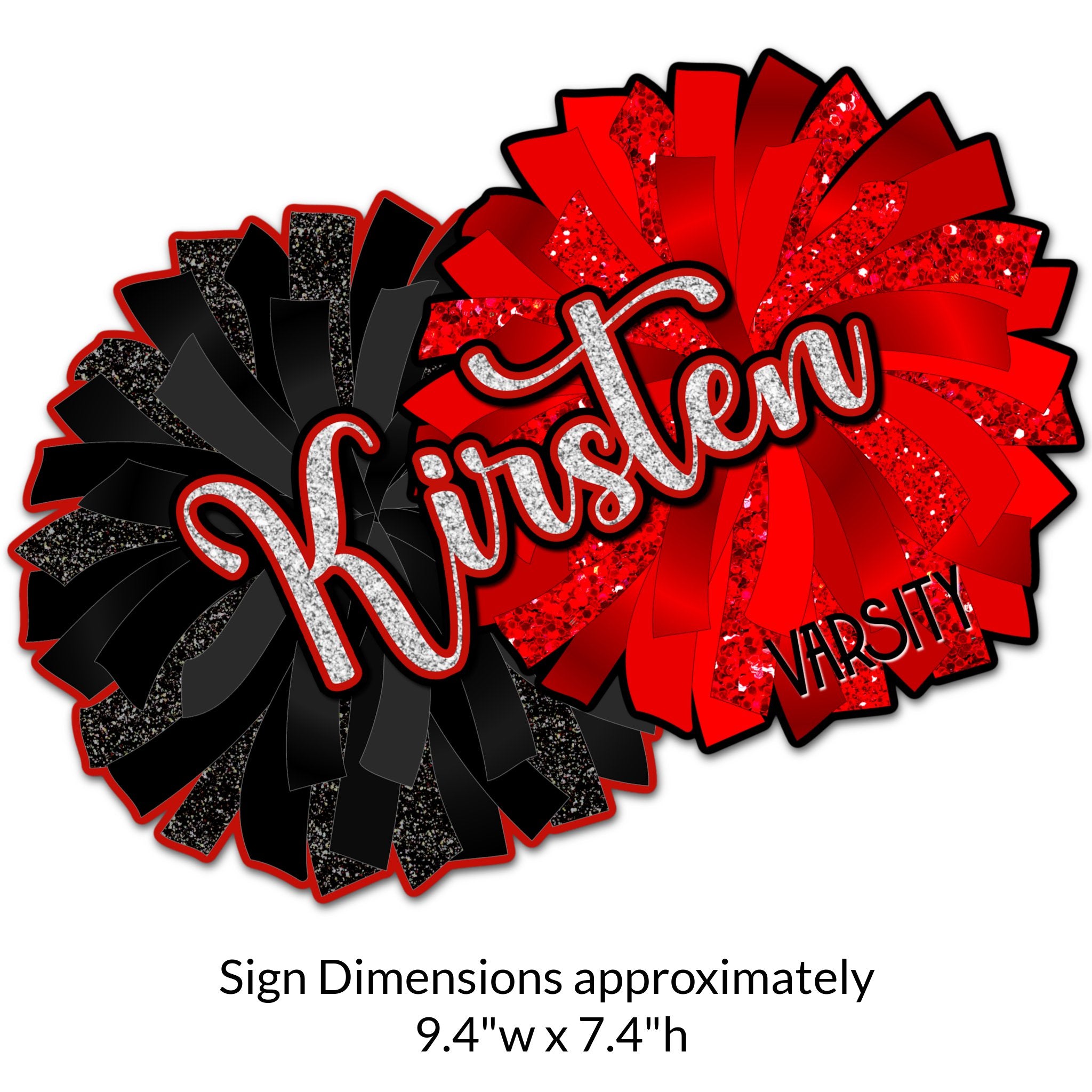 Custom Cheerleading Locker Decoration Cut Out Dimensions.
