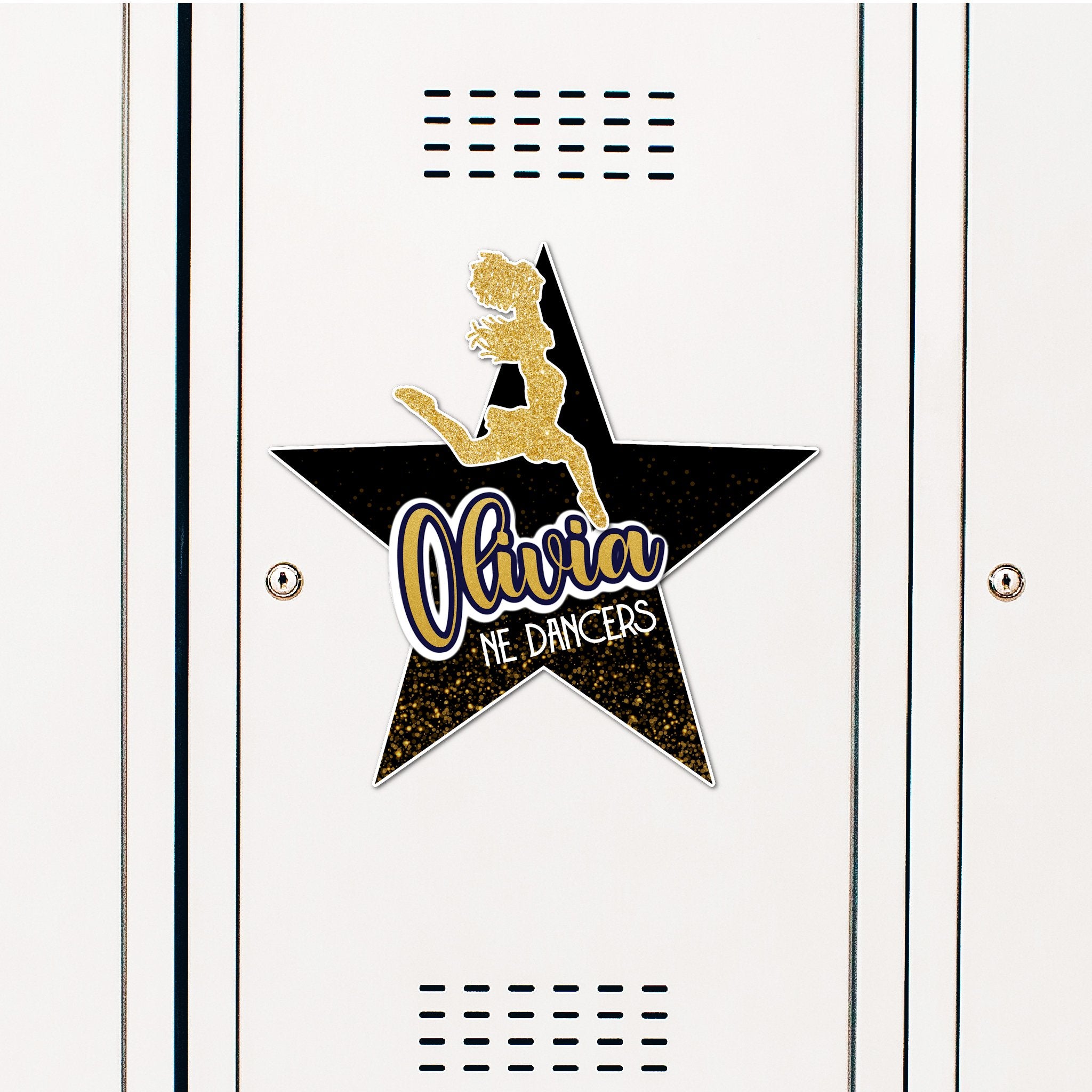 Custom Cheerleading Star Locker Decoration in Team or School Colors.