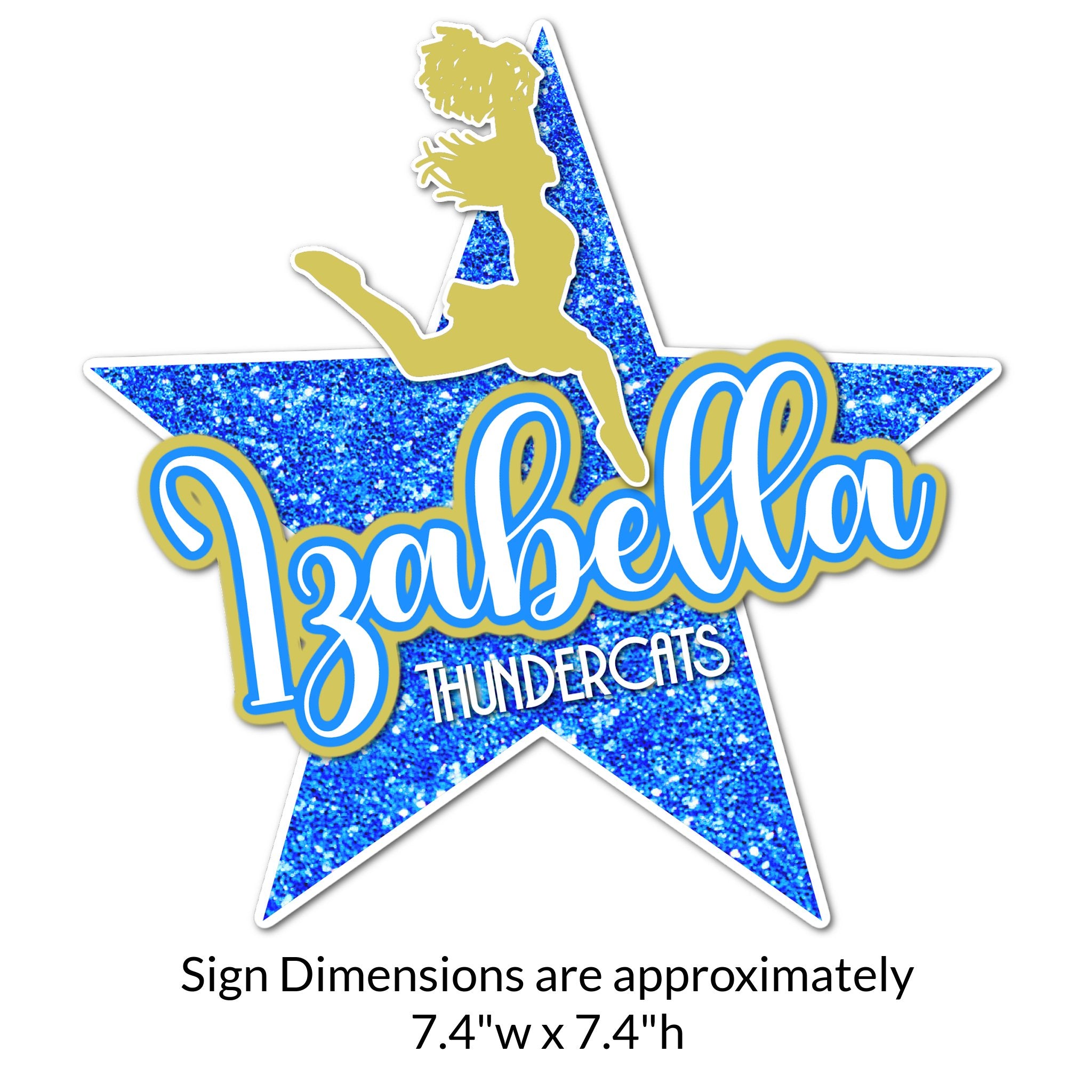 Custom Cheerleading Star Locker Decoration Cut Out Dimensions.
