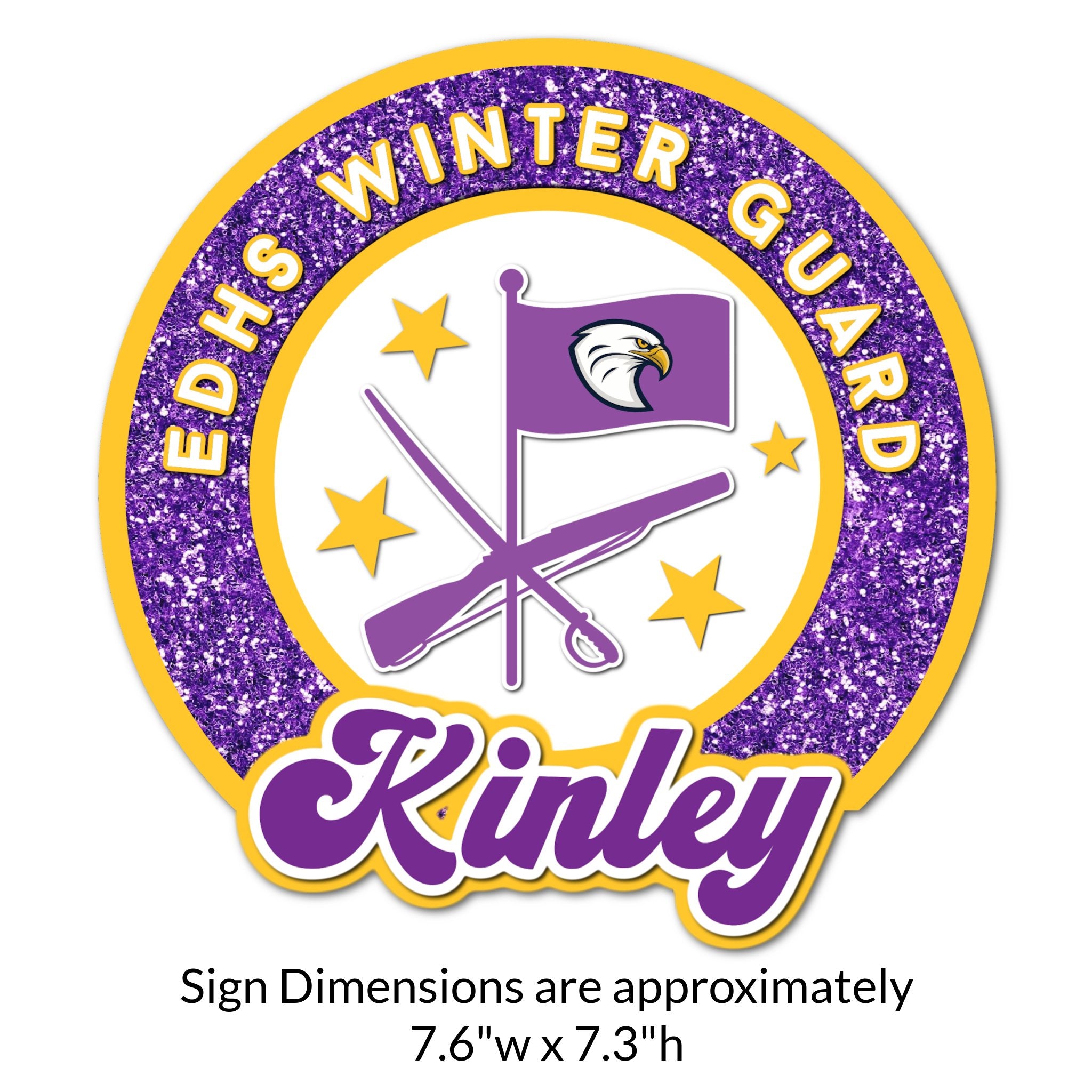 Custom Circle Color Guard or Winter Guard Locker Decoration Cut Out Dimensions.
