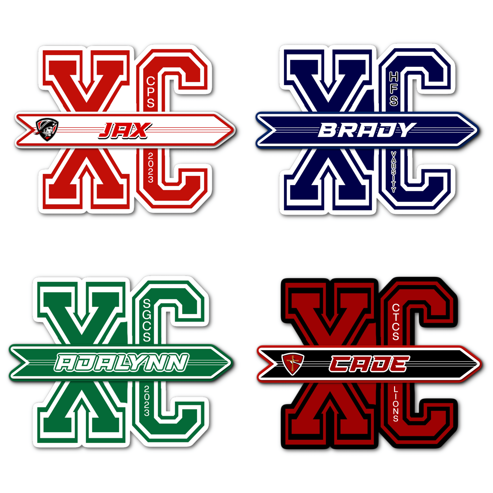 Examples of How to Customize Runner Decoration with Team Name, Athlete Name, Team Colors, Year, Tournament, Mascot, and More.