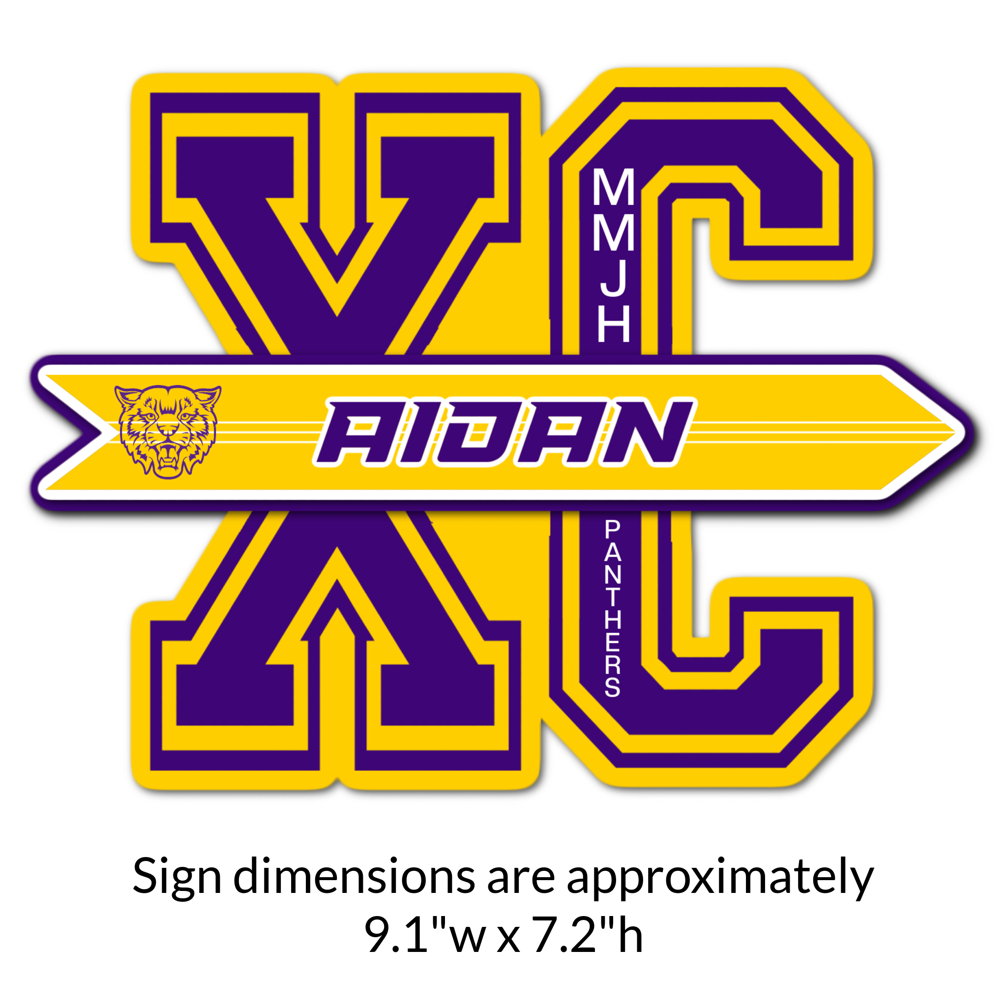 Custom XC Cross Country Locker Decoration Cut Out Dimensions.