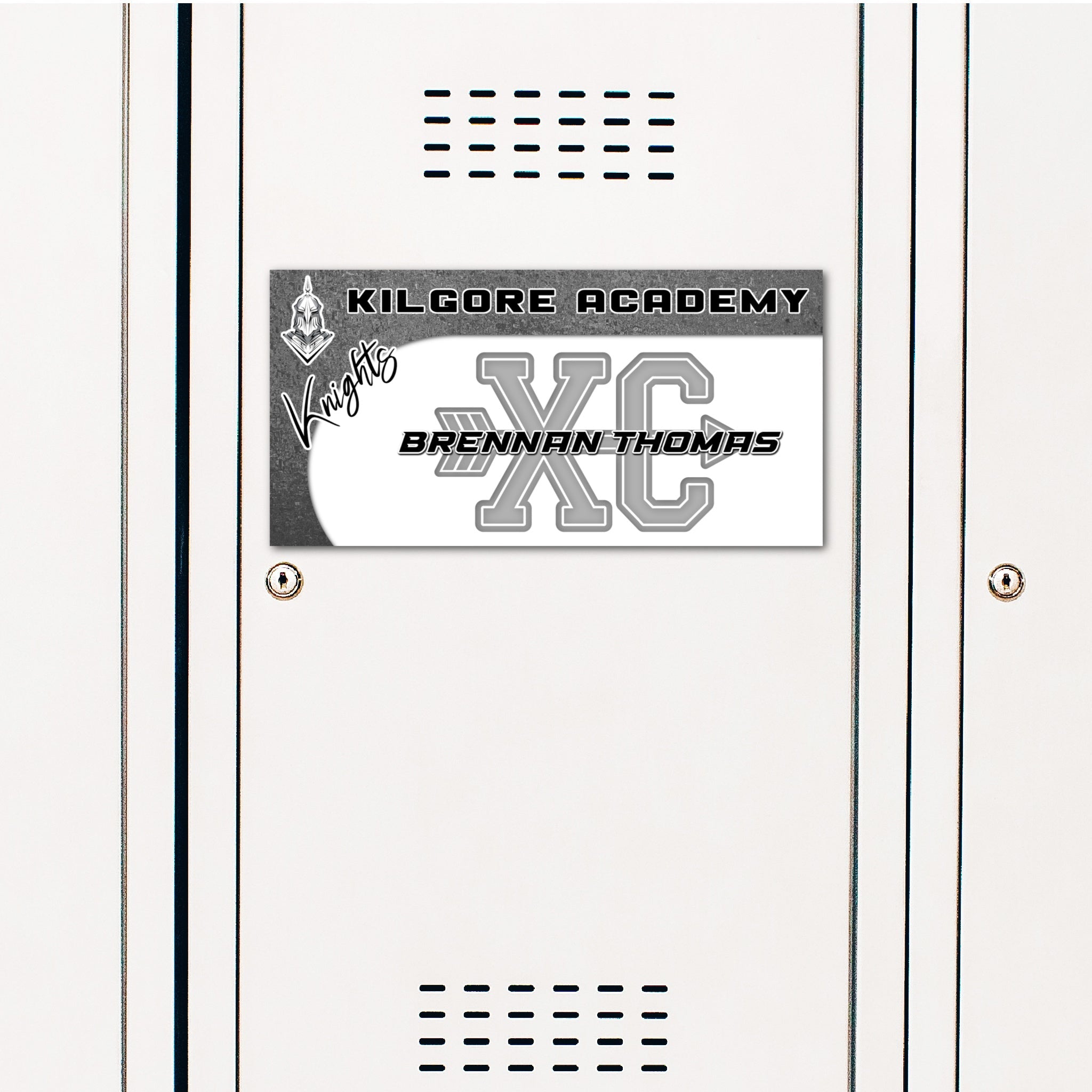 Custom Rectangle Cross Country Runner Locker Decoration in Team or School Colors.