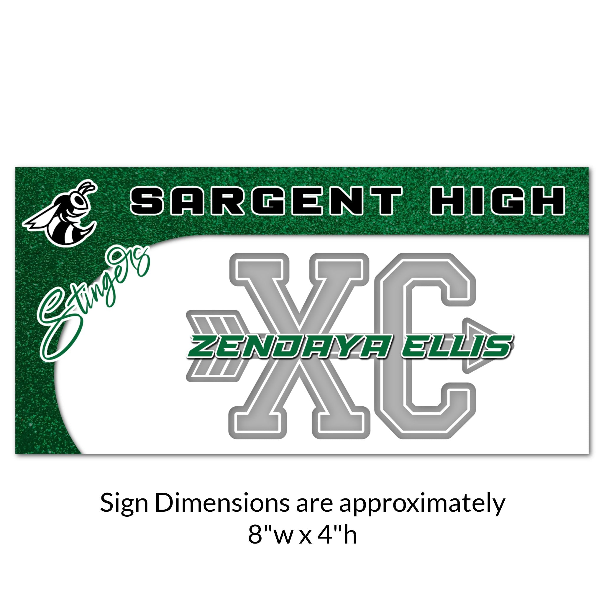 Custom Rectangle Cross Country Locker Decoration Cut Out Dimensions.
