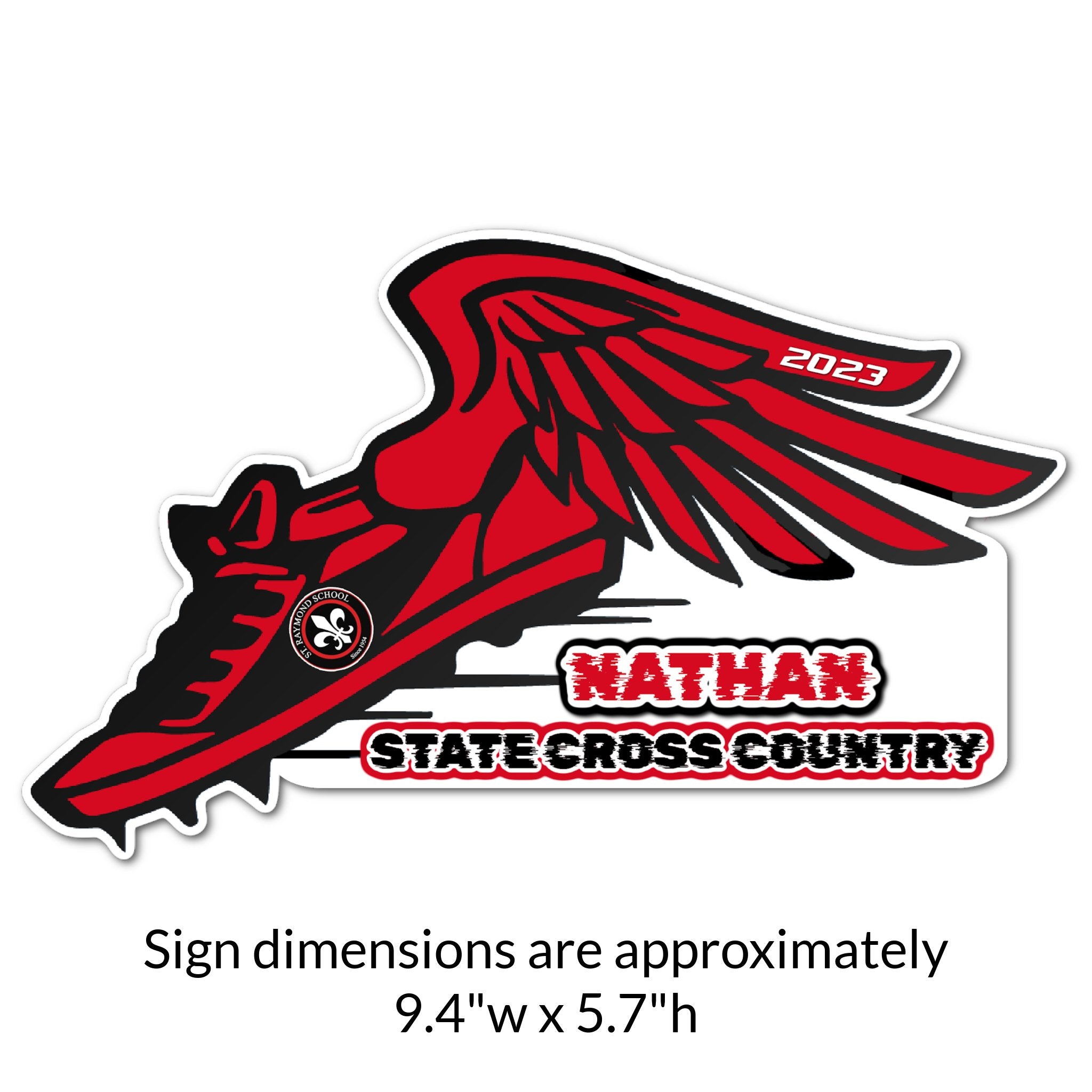 Custom Cross Country or Track Winged Shoe Locker Decoration Cut Out Dimensions.
