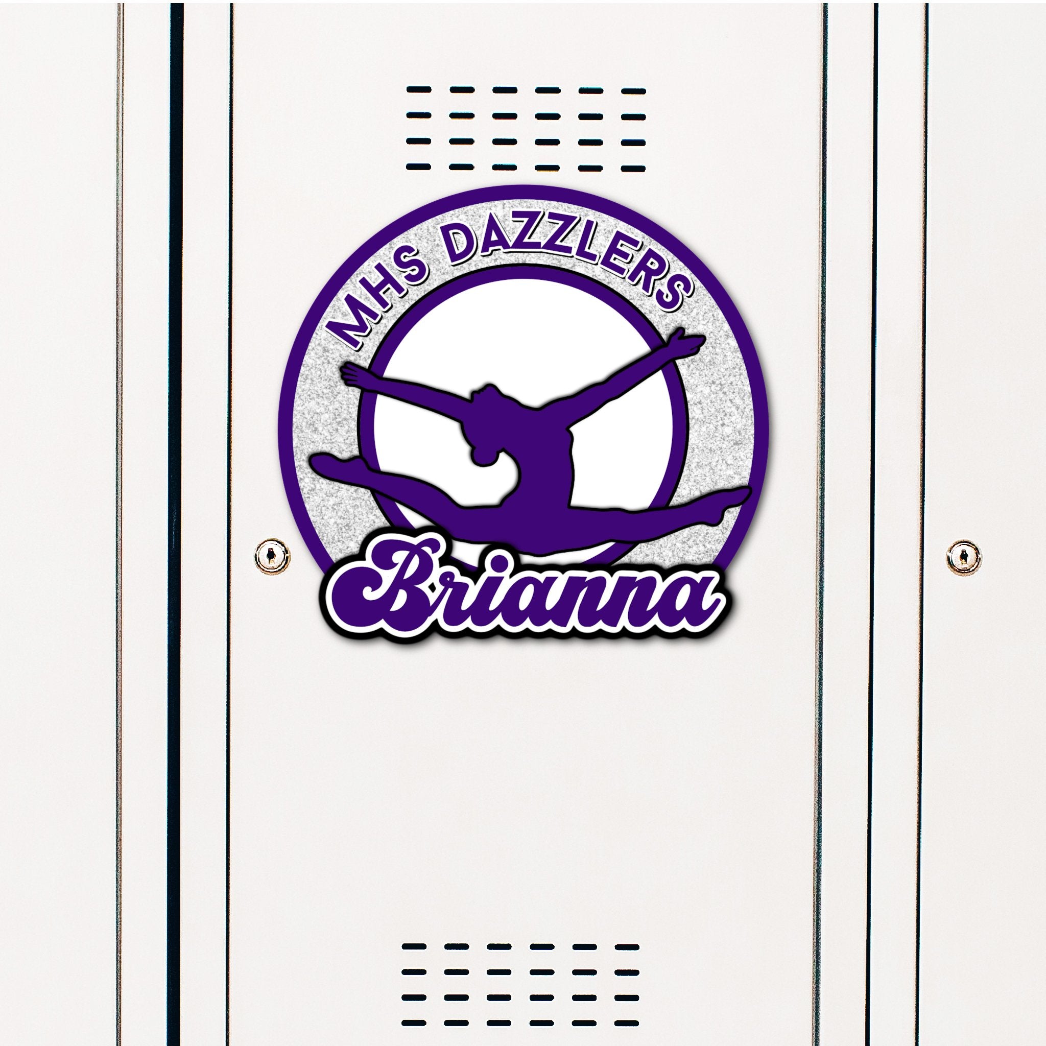 Custom Circle Leaping Dance Locker Decoration in Team or School Colors.